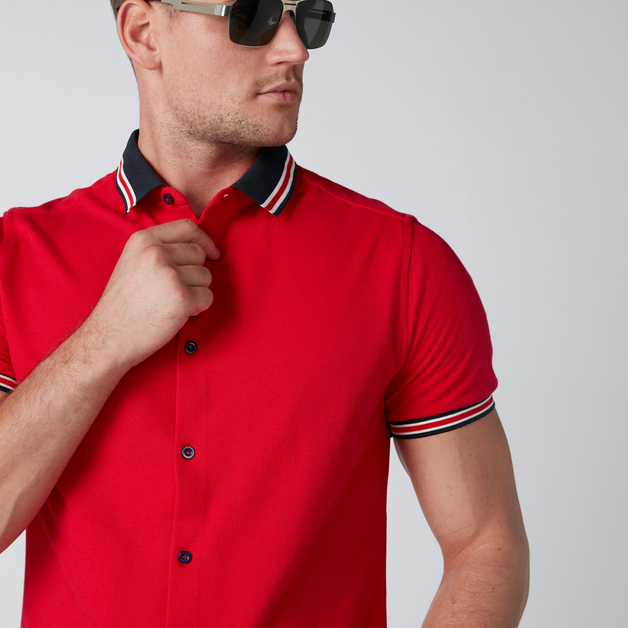 قميص سليم فيت بأكمام قصيرة وأزرار-men-clothing-shirts-image-4