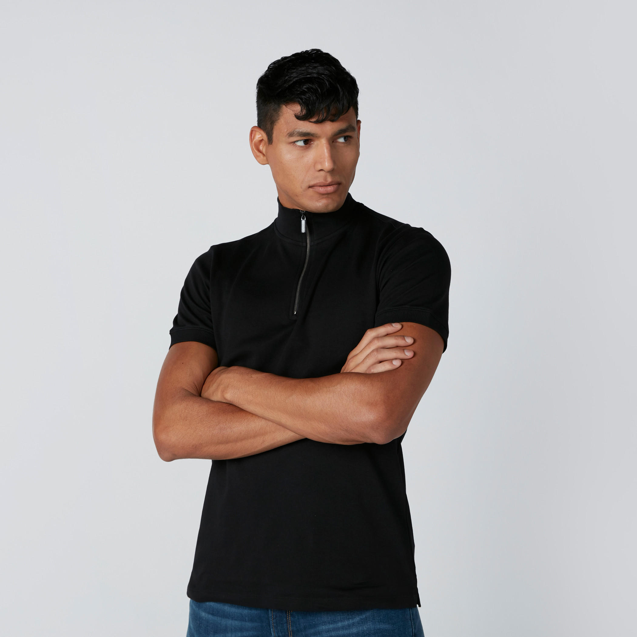 تيشيرت بياقة عالية وأكمام قصيرة-men-clothing-tshirtsandpolos-polos-image-4