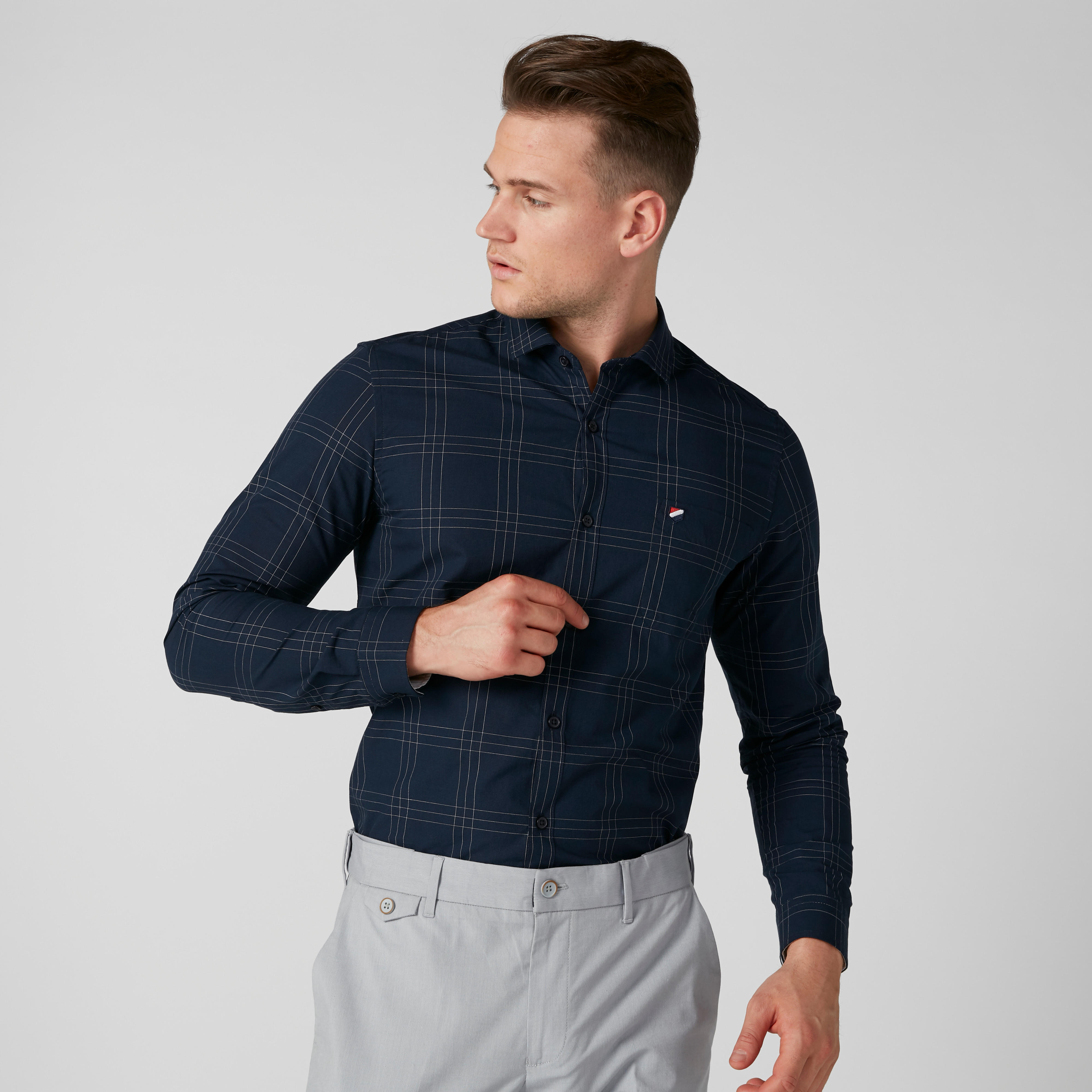 Chequered Shirt with Long Sleeves and Complete Placket-men-clothing-shirts-image-1