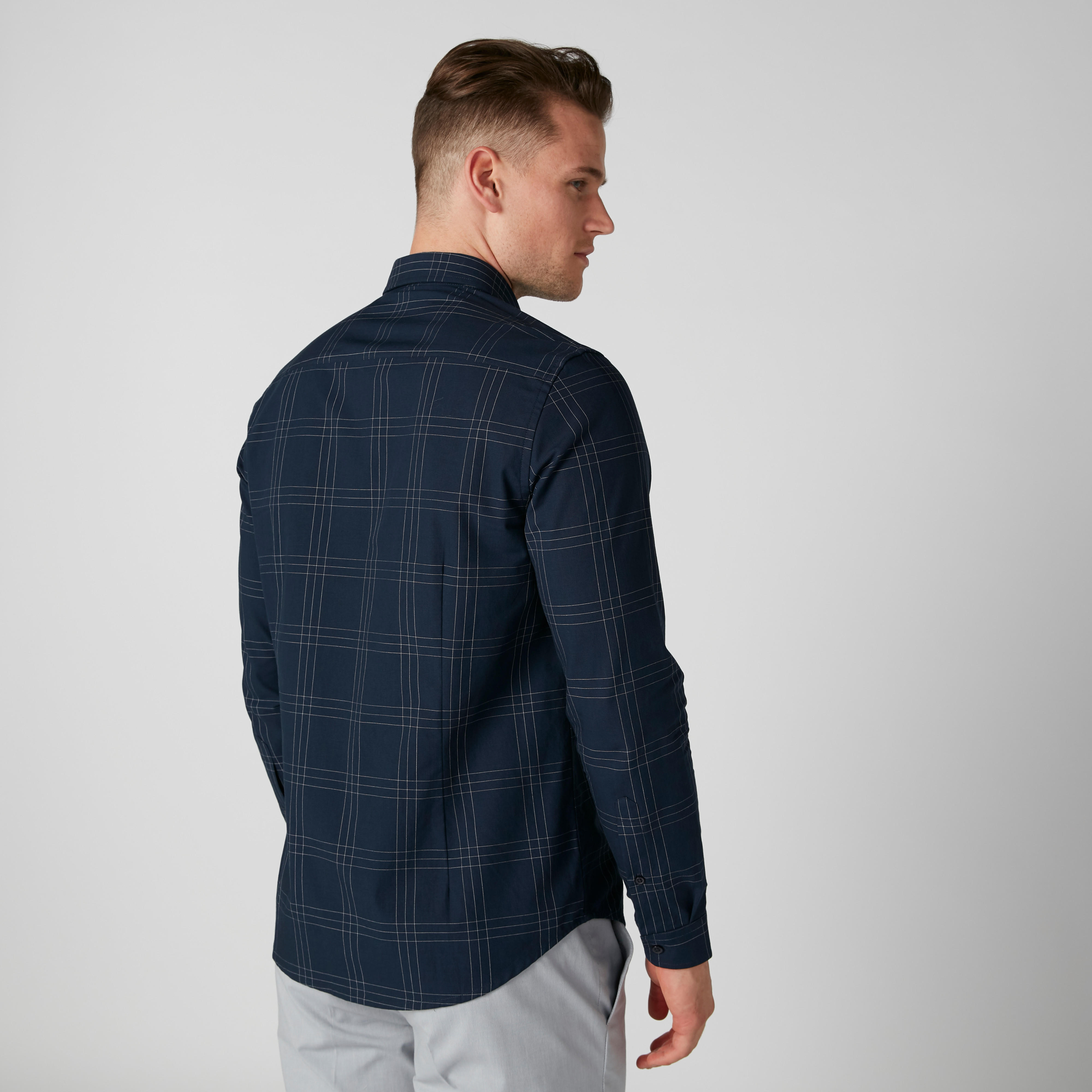Chequered Shirt with Long Sleeves and Complete Placket-men-clothing-shirts-image-2