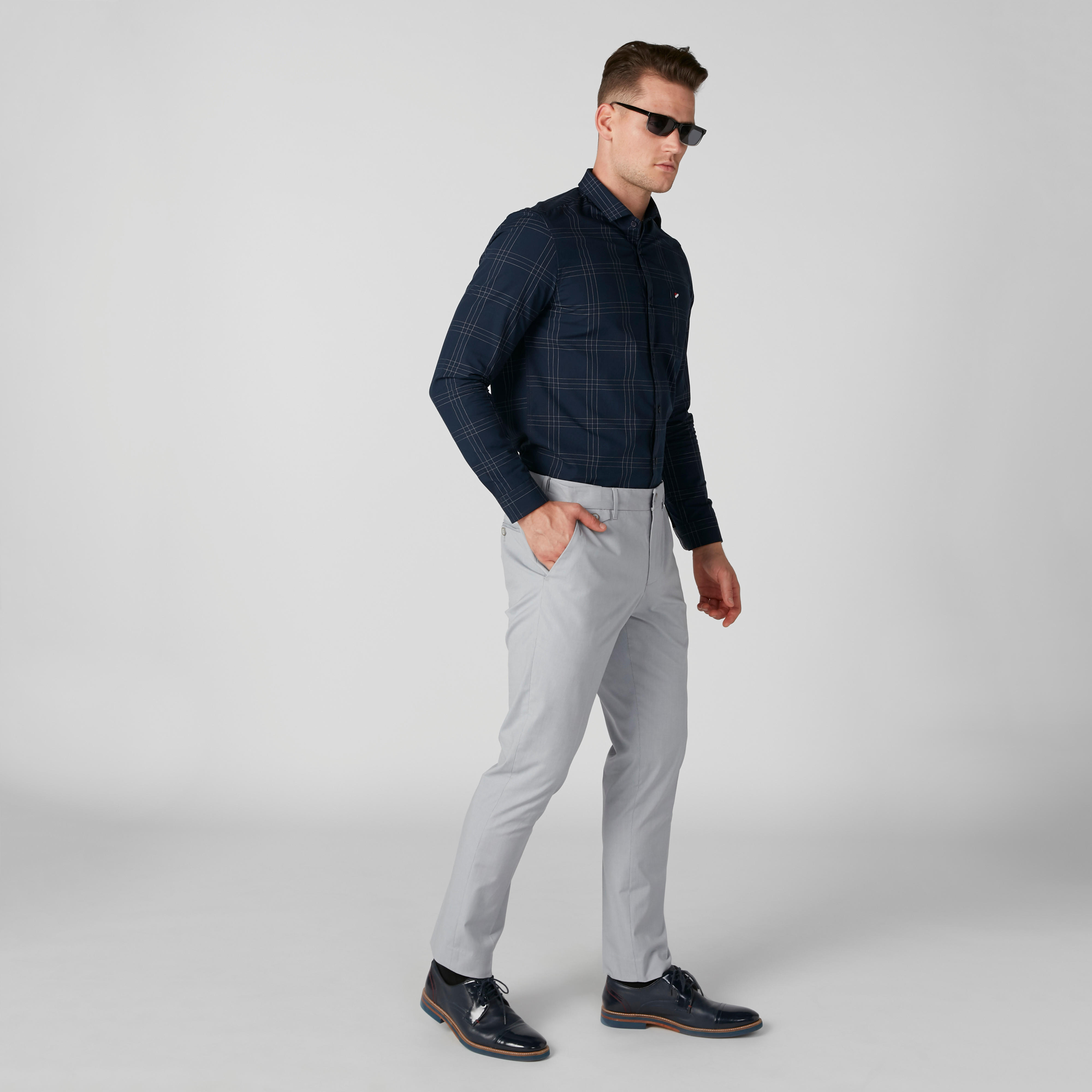 Chequered Shirt with Long Sleeves and Complete Placket-men-clothing-shirts-image-3