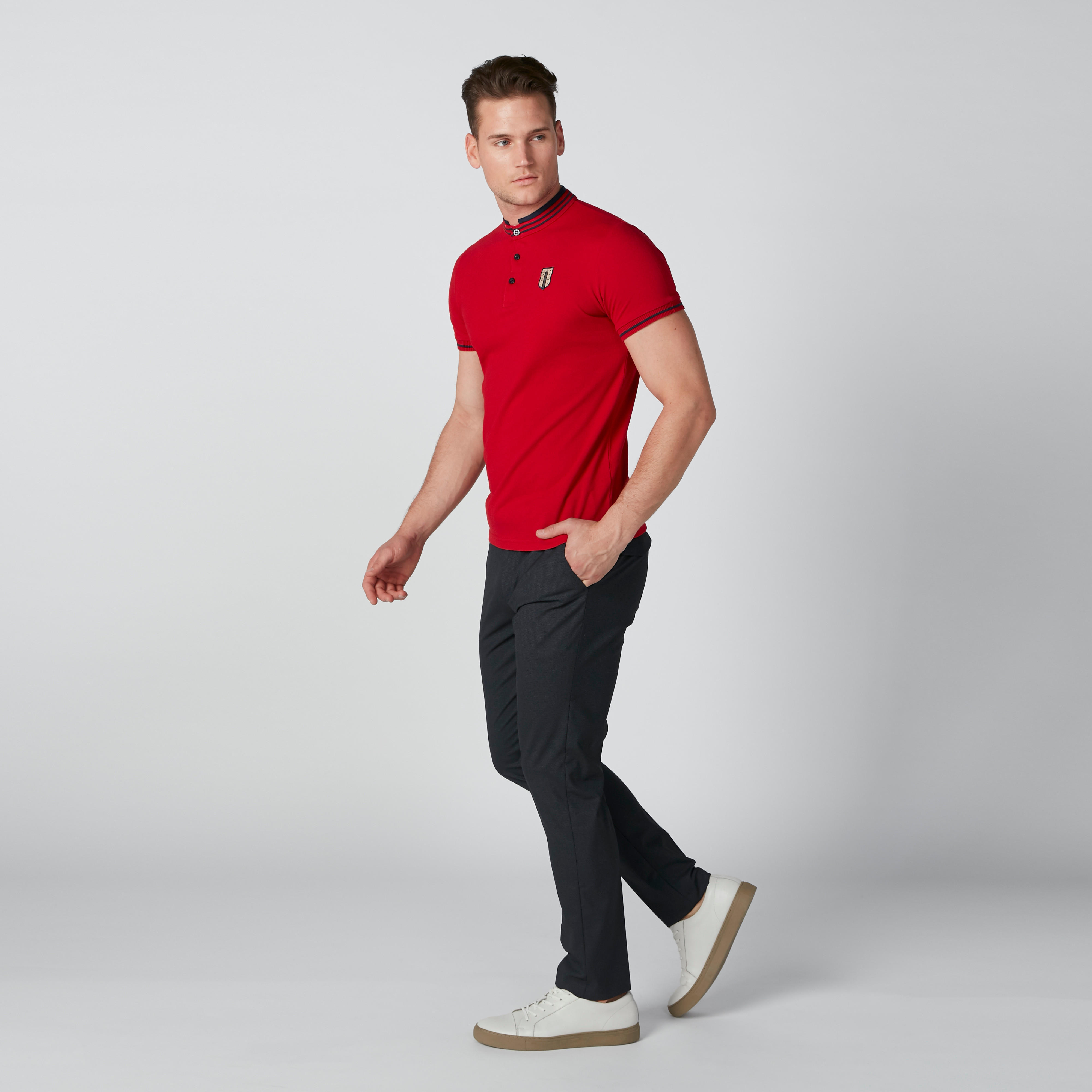 Mandarin Collar T-Shirt with Short Sleeves-men-clothing-tshirtsandpolos-polos-image-1