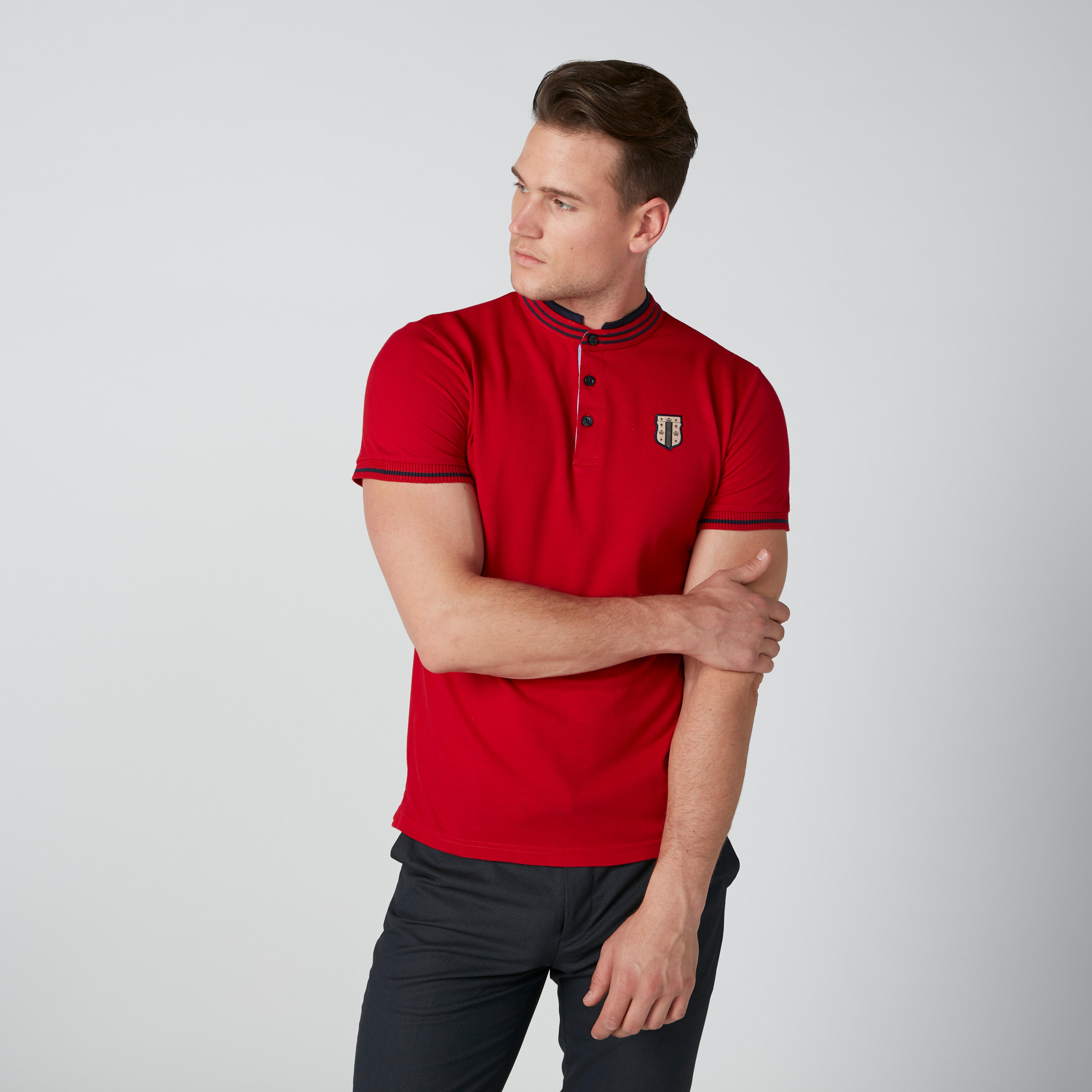 Mandarin Collar T-Shirt with Short Sleeves-men-clothing-tshirtsandpolos-polos-image-2