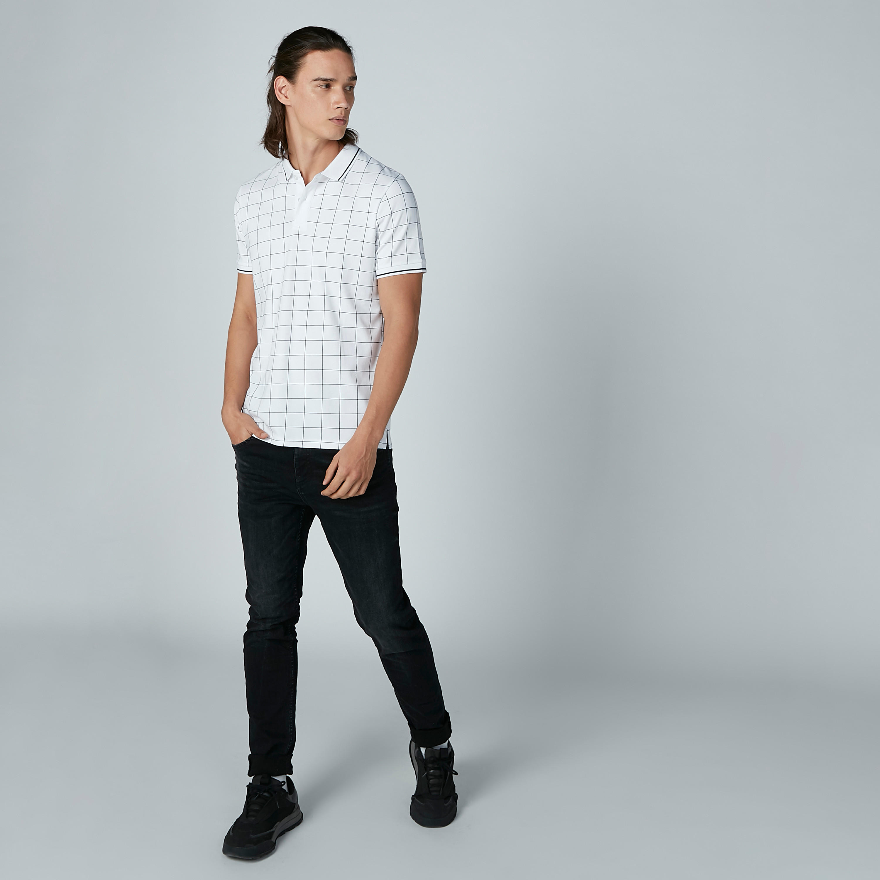 تيشيرت كاروهات بياقة بولو وأكمام قصيرة-men-clothing-tshirtsandpolos-polos-image-2