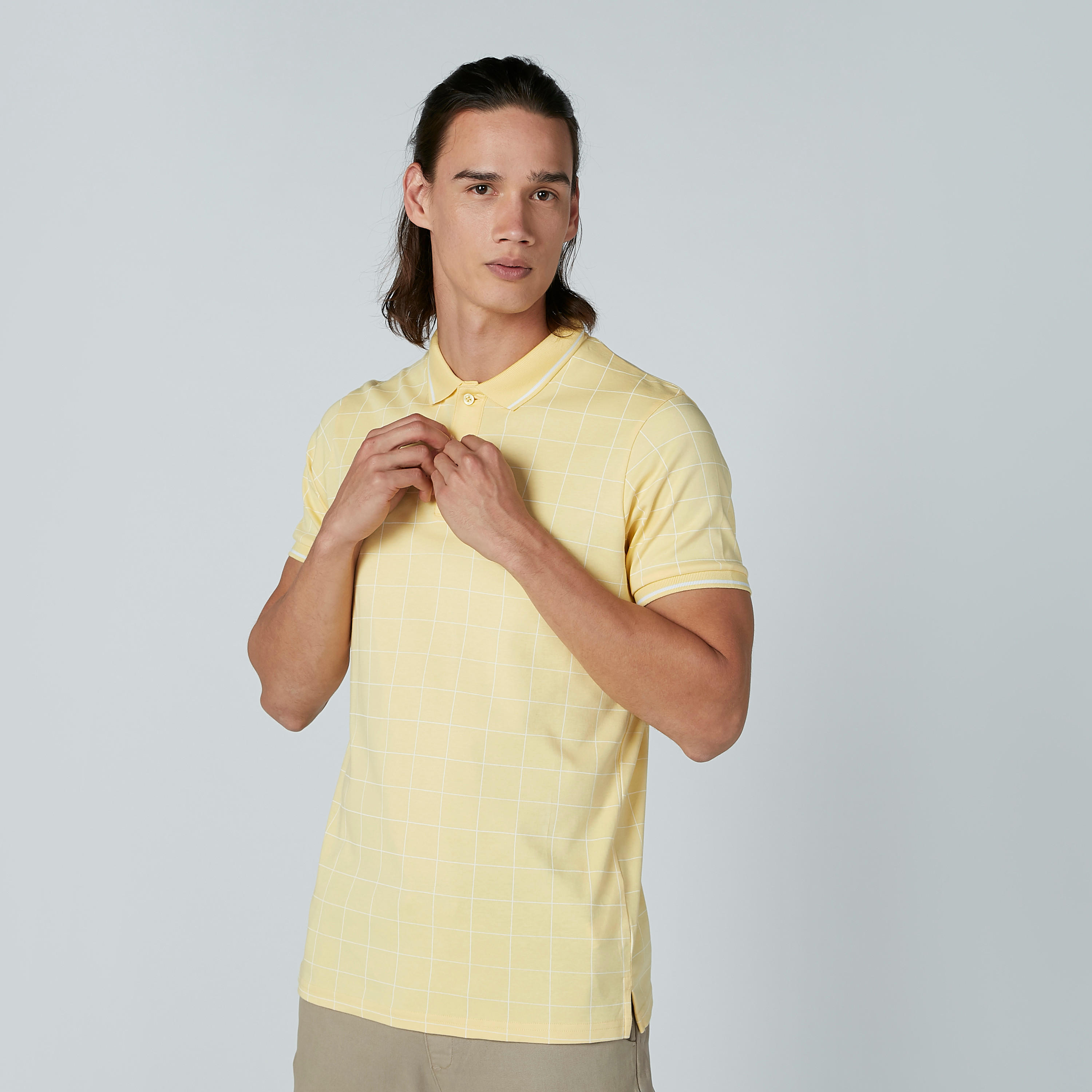 تيشيرت كاروهات بياقة بولو وأكمام قصيرة-men-clothing-tshirtsandpolos-polos-image-1