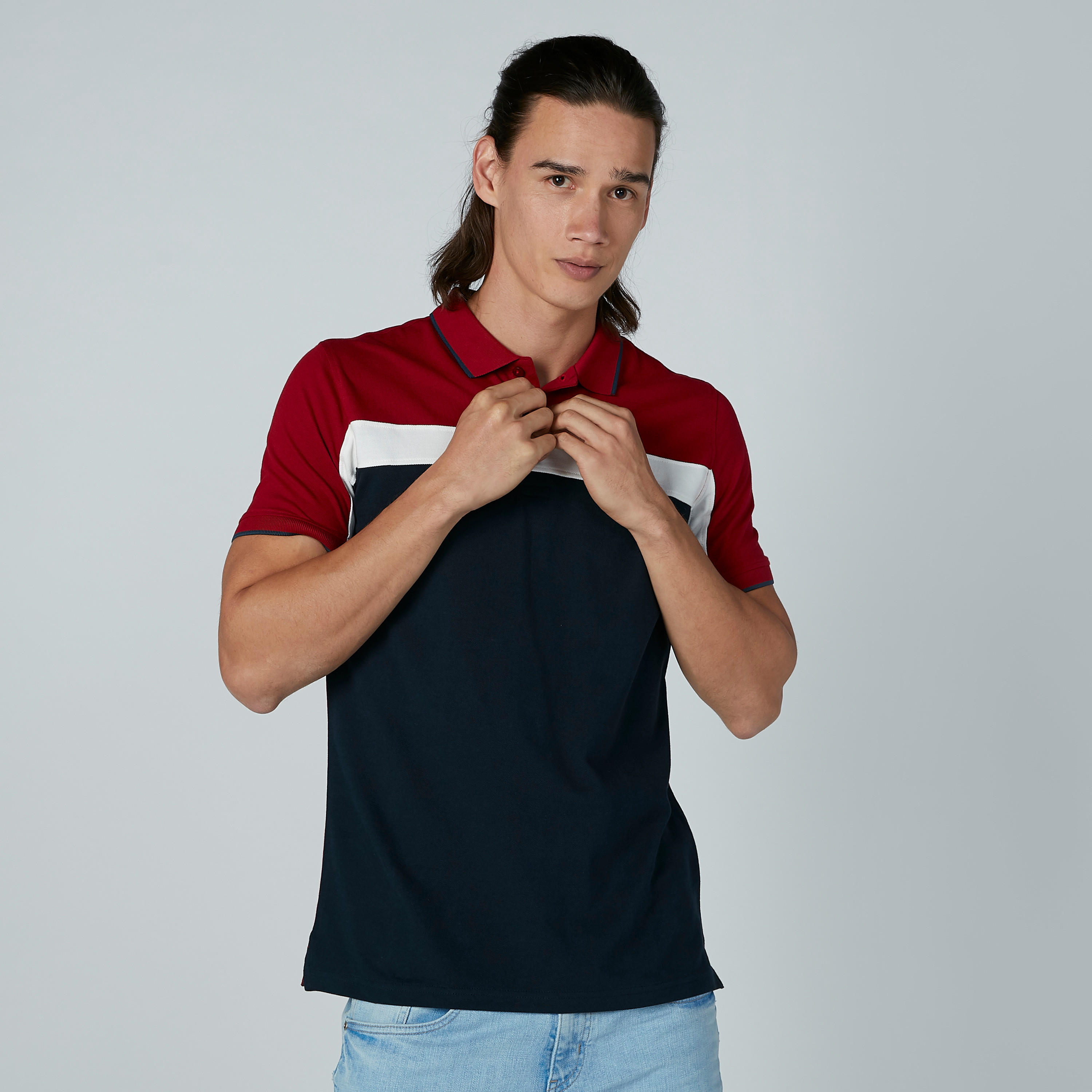 تيشيرت سادة بياقة بولو وأكمام قصيرة-men-clothing-tshirtsandpolos-polos-image-2