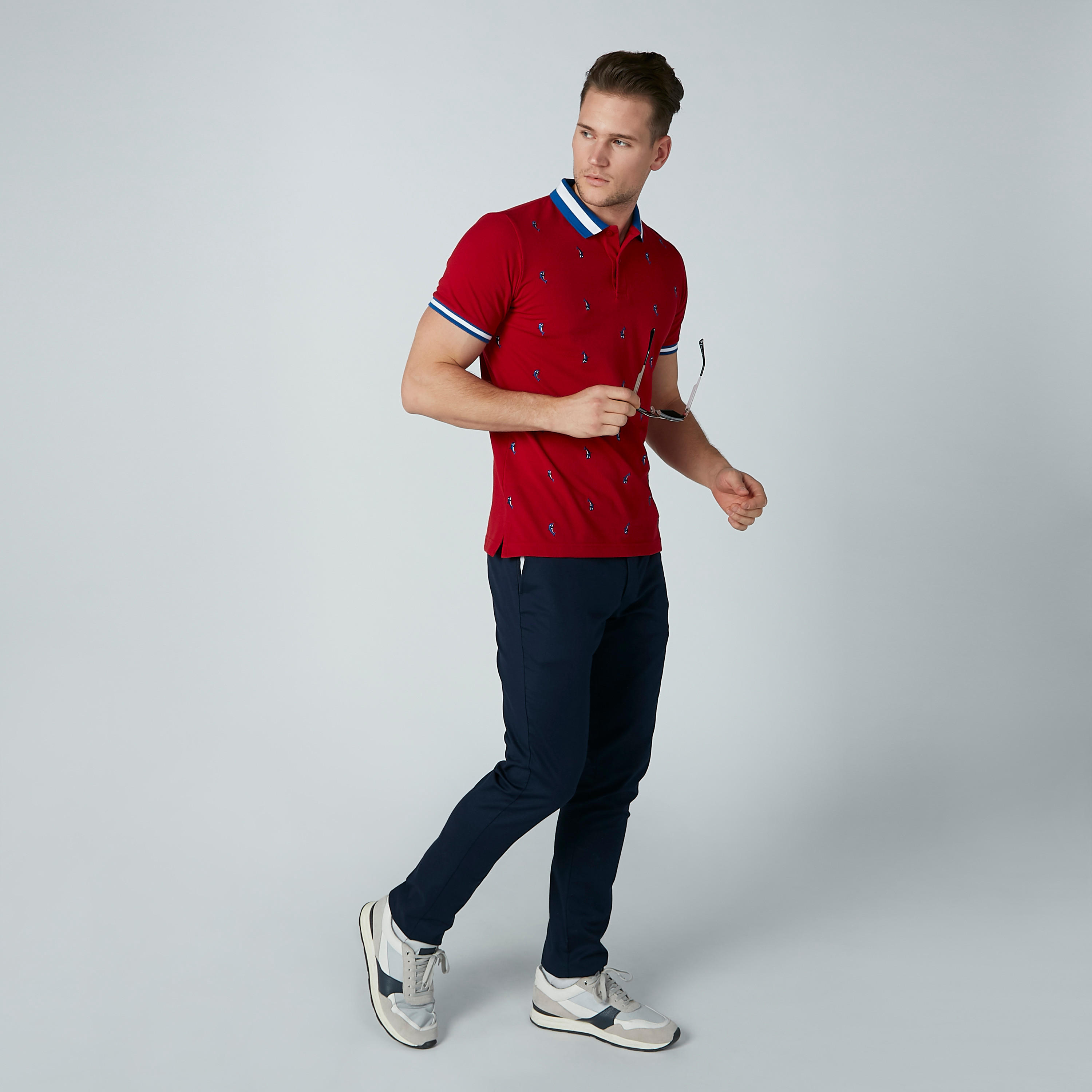 تيشيرت مطرّز بياقة بولو وأكمام قصيرة-men-clothing-tshirtsandpolos-polos-image-2