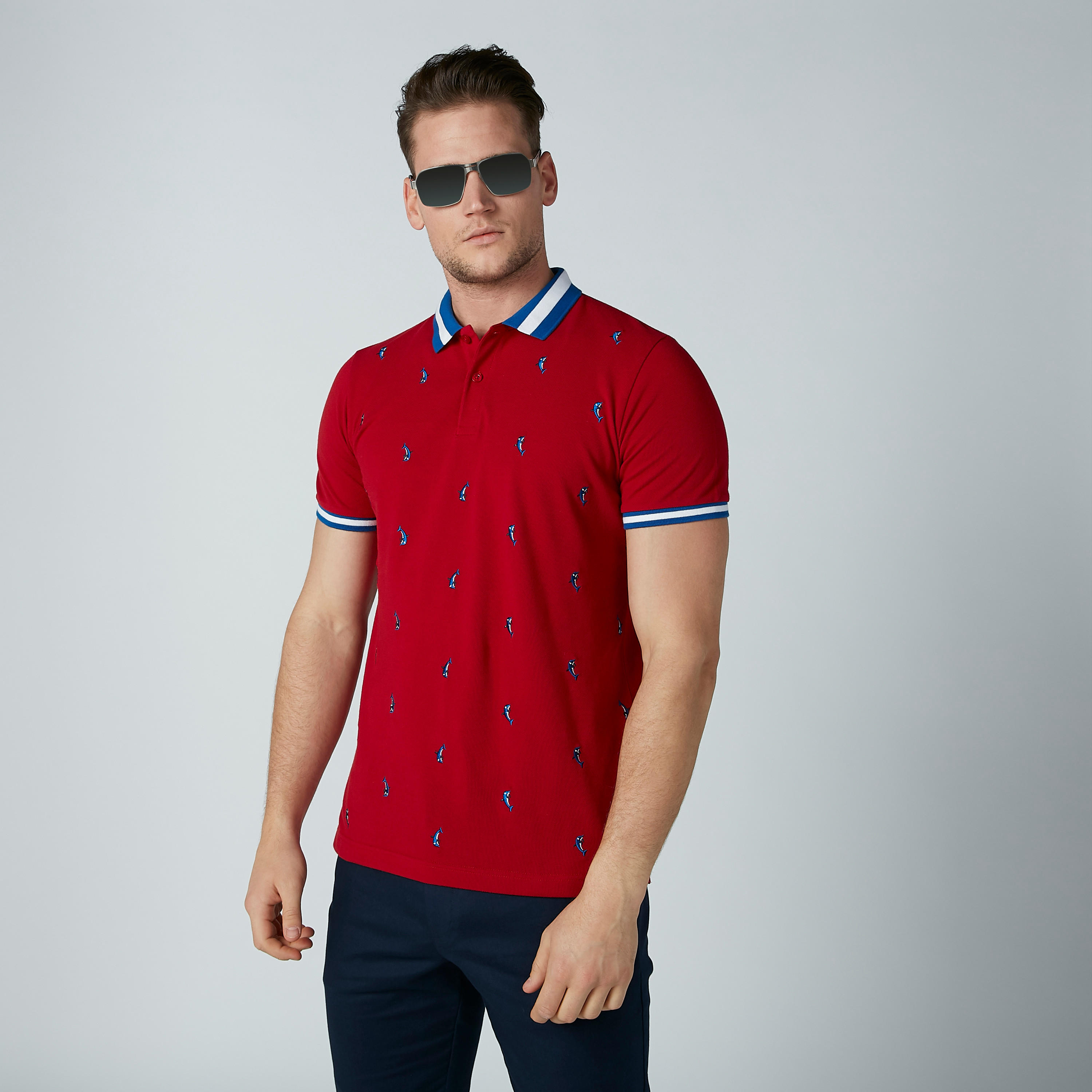 تيشيرت مطرّز بياقة بولو وأكمام قصيرة-men-clothing-tshirtsandpolos-polos-image-3