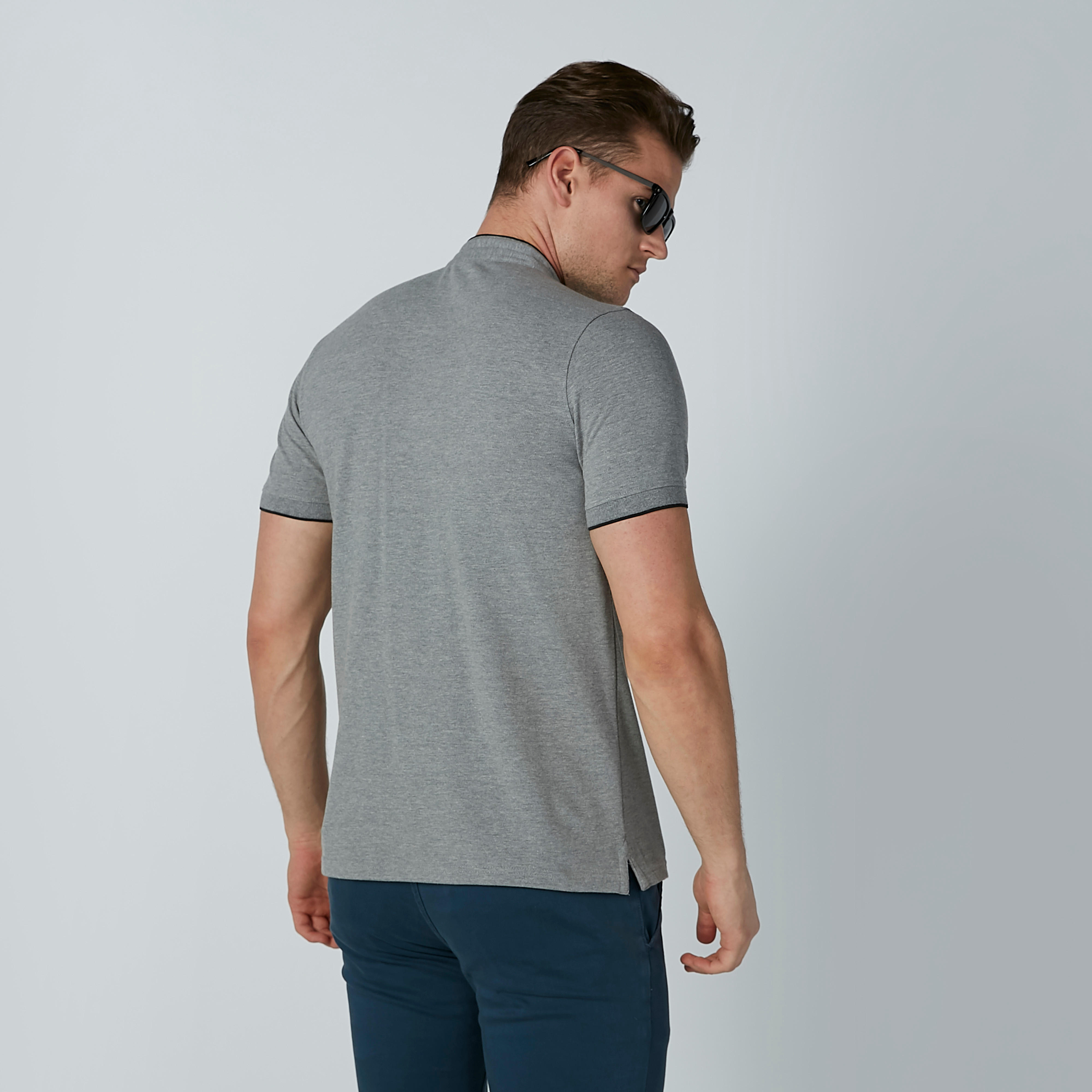 قميص سادة بياقة ماندارين وجيب داخلي-men-clothing-tshirtsandpolos-polos-image-4