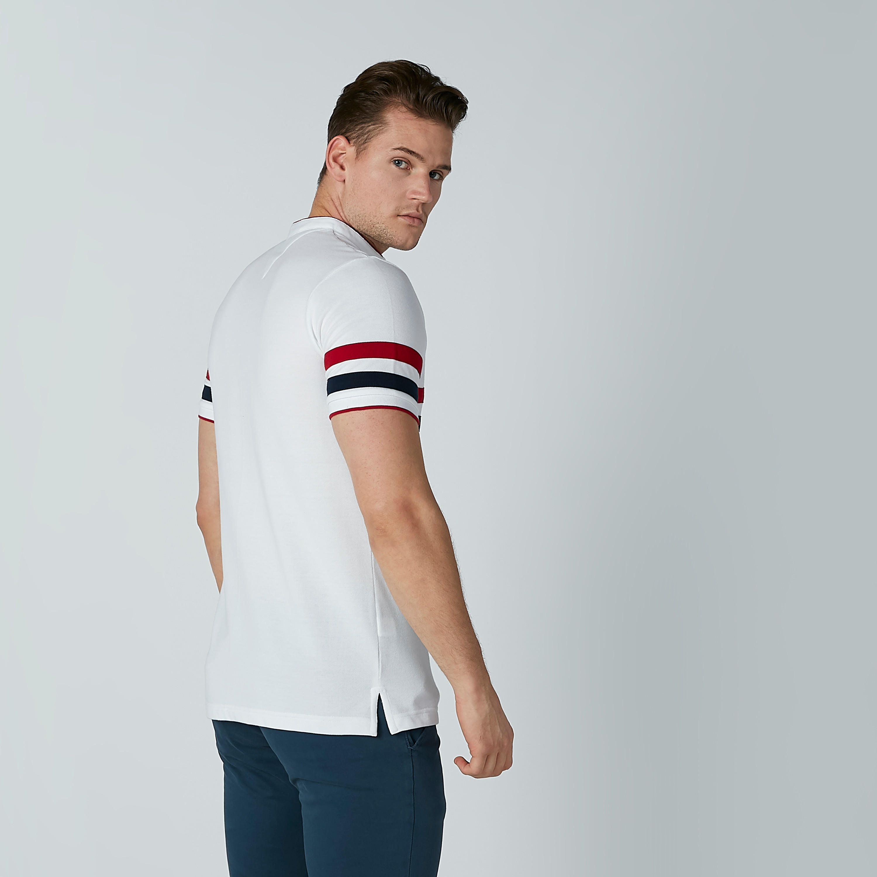 تيشيرت بولو مقلّم بياقة ماندارين وأكمام قصيرة-men-clothing-tshirtsandpolos-polos-image-3
