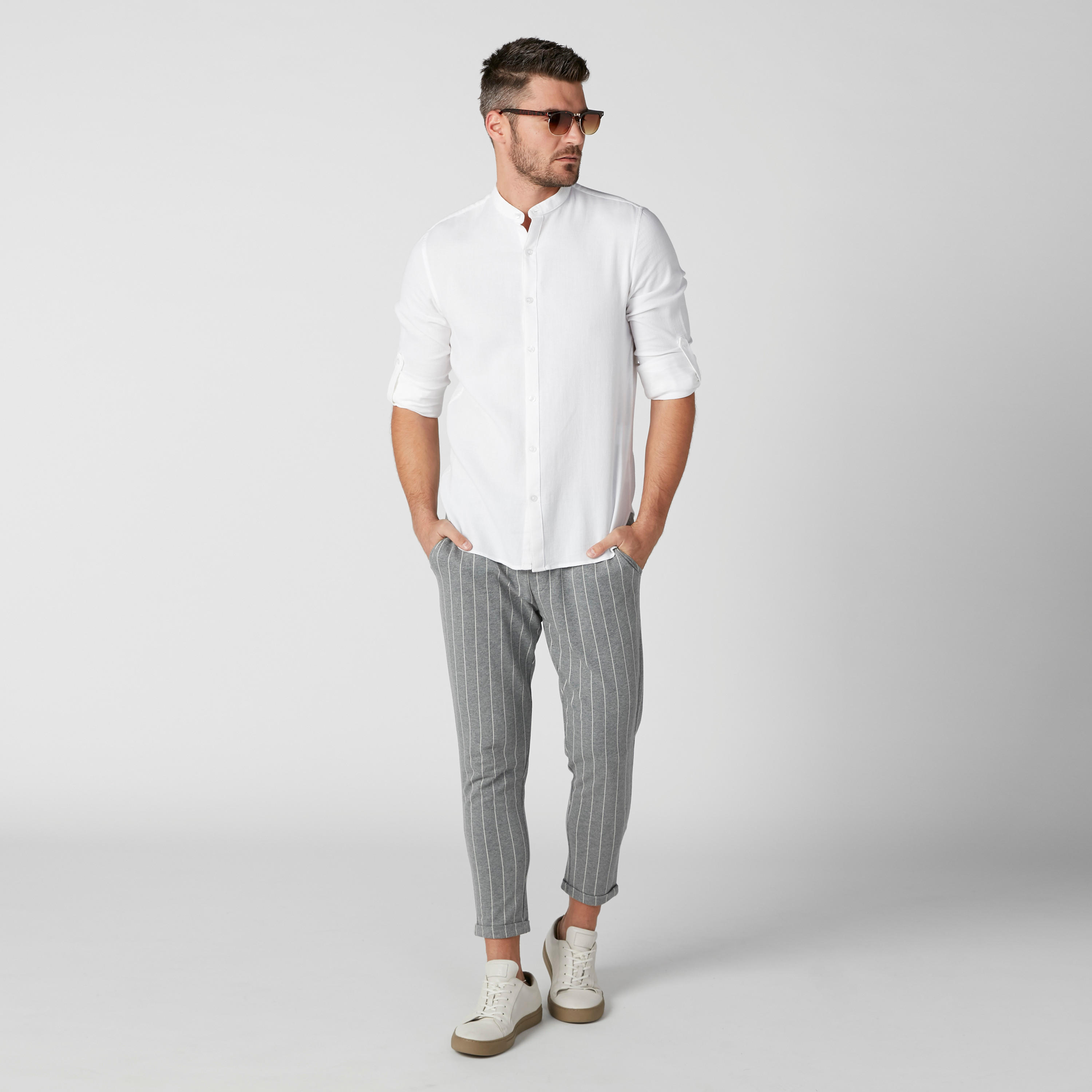 قميص بأكمام طويلة وياقة ماندارين وأزرار-men-clothing-shirts-image-1