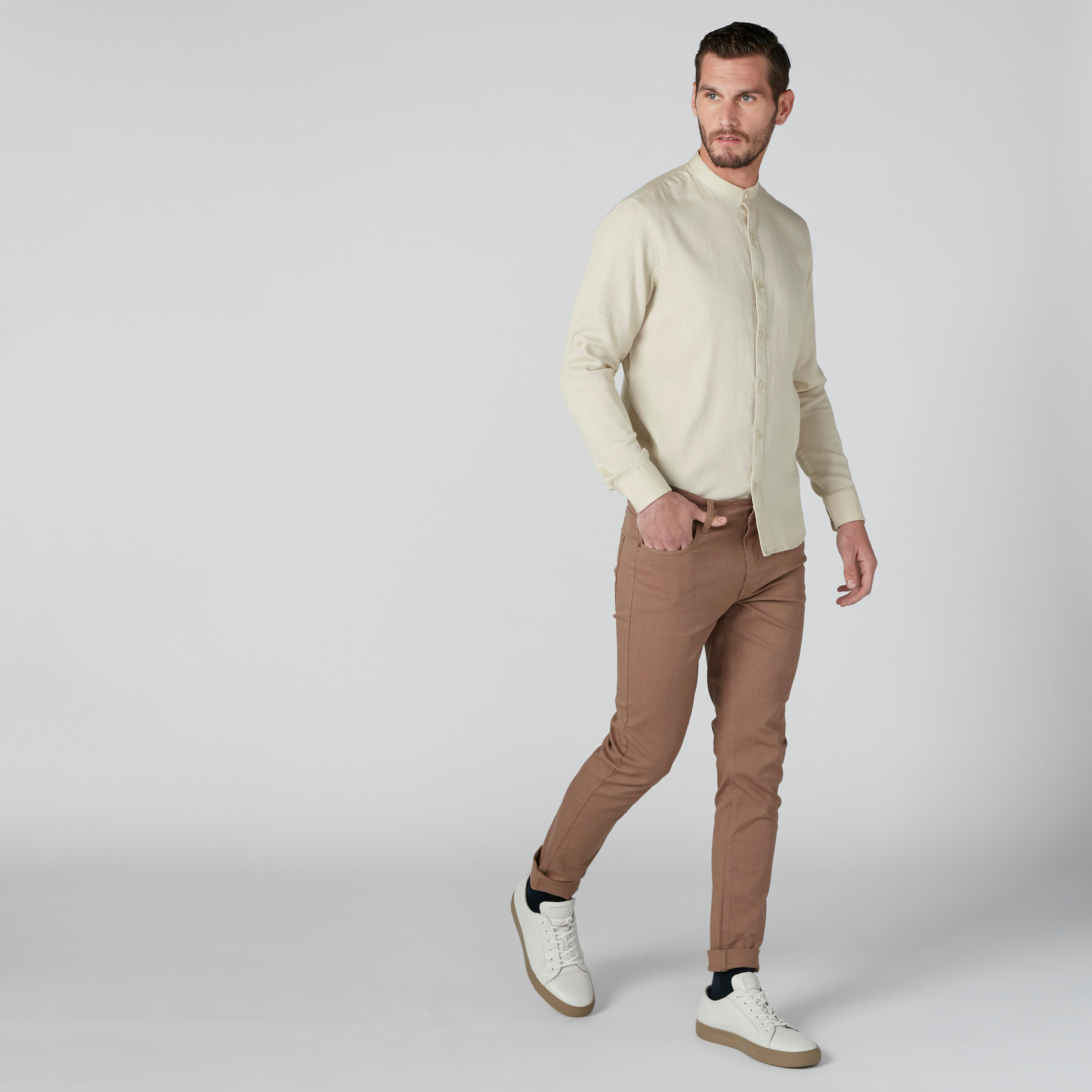 قميص بأكمام طويلة وياقة ماندارين وأزرار-men-clothing-shirts-image-1