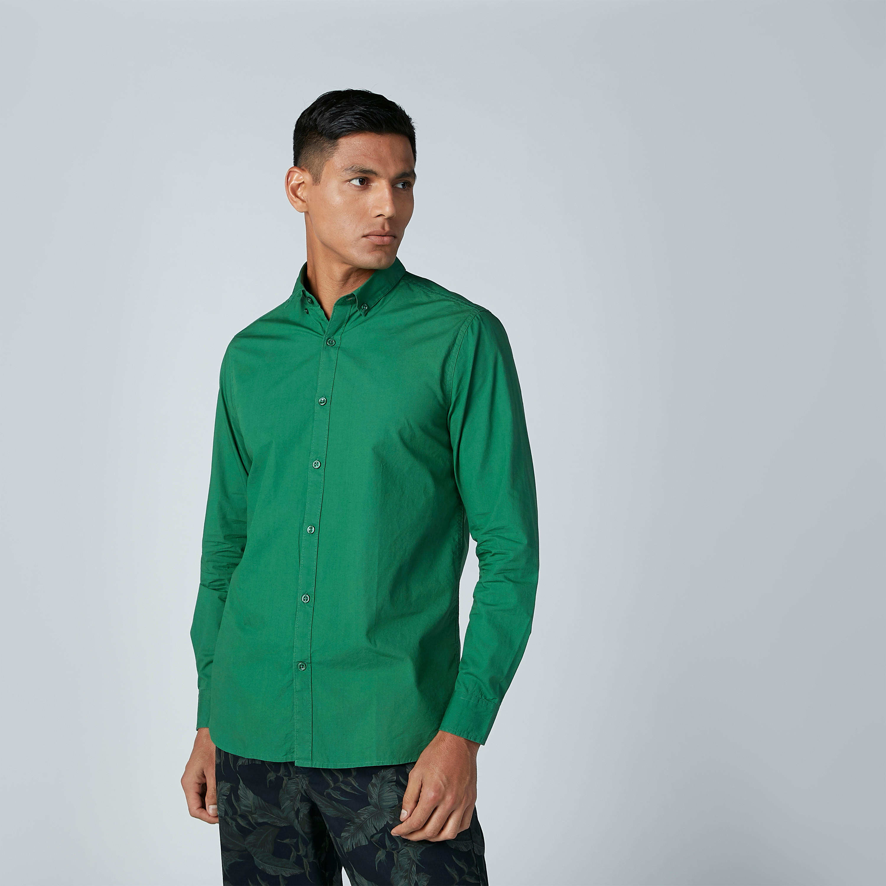 Solid Shirt with Long Sleeves and Spread Collar-men-clothing-shirts-image-1