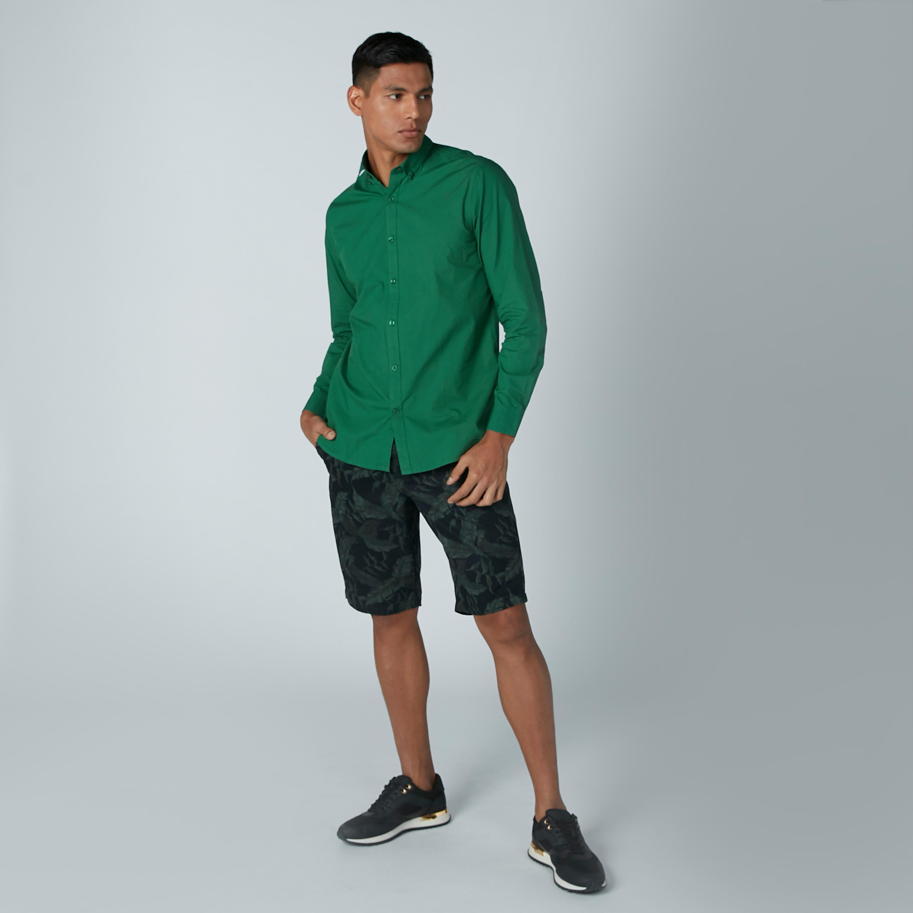 Solid Shirt with Long Sleeves and Spread Collar-men-clothing-shirts-image-2