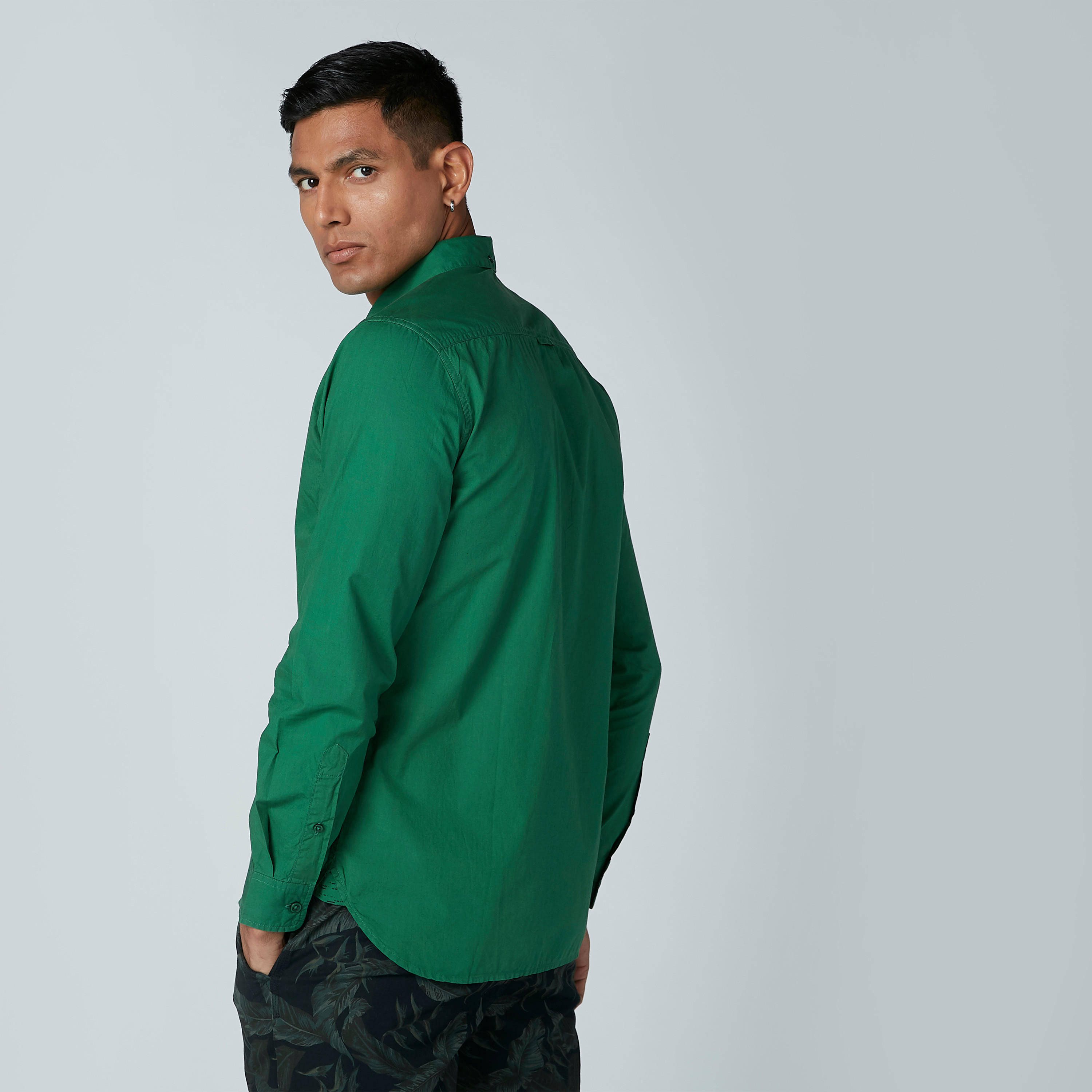 Solid Shirt with Long Sleeves and Spread Collar-men-clothing-shirts-image-3