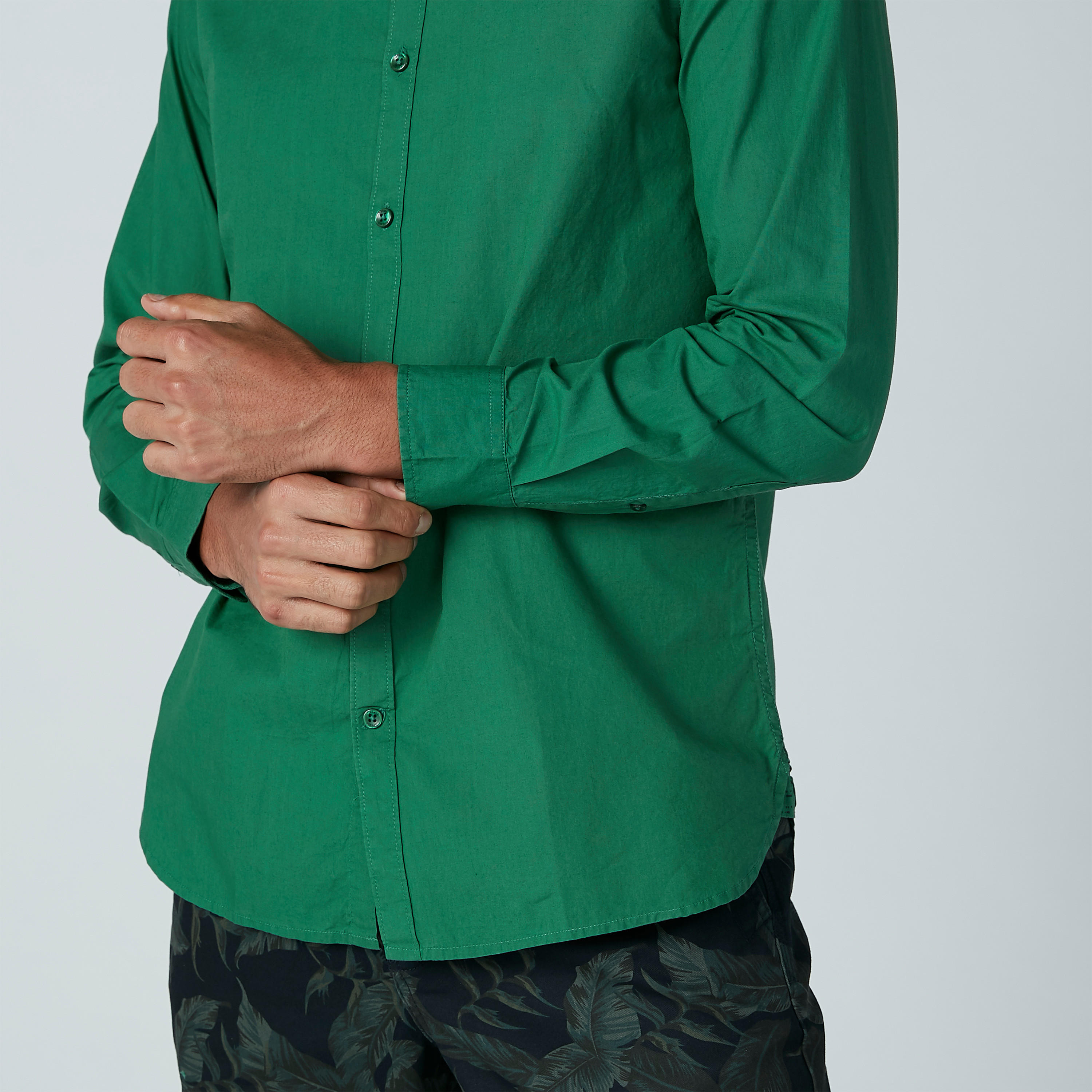 Solid Shirt with Long Sleeves and Spread Collar-men-clothing-shirts-image-4