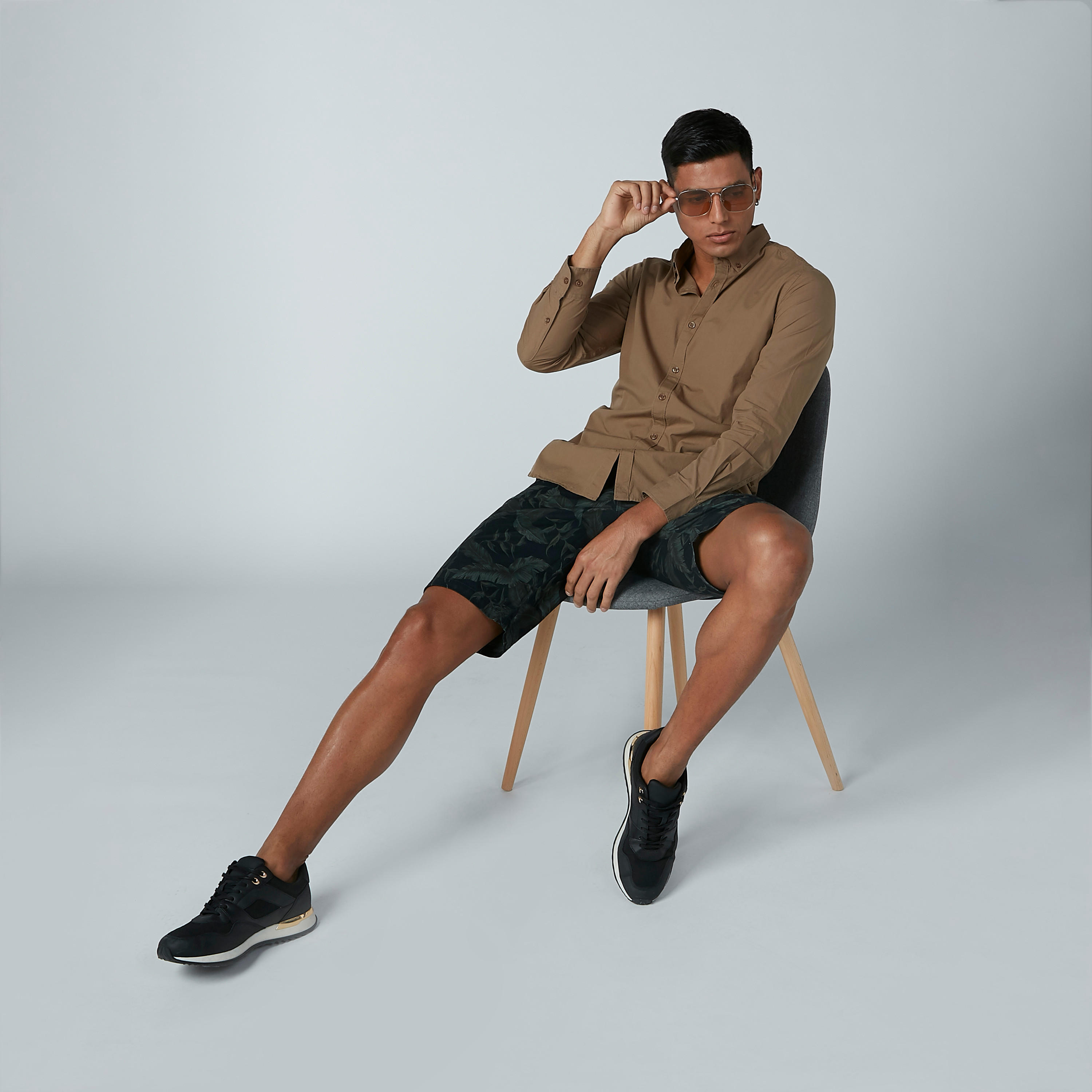 Solid Spread Collar Shirt with Long Sleeves-men-clothing-shirts-image-1