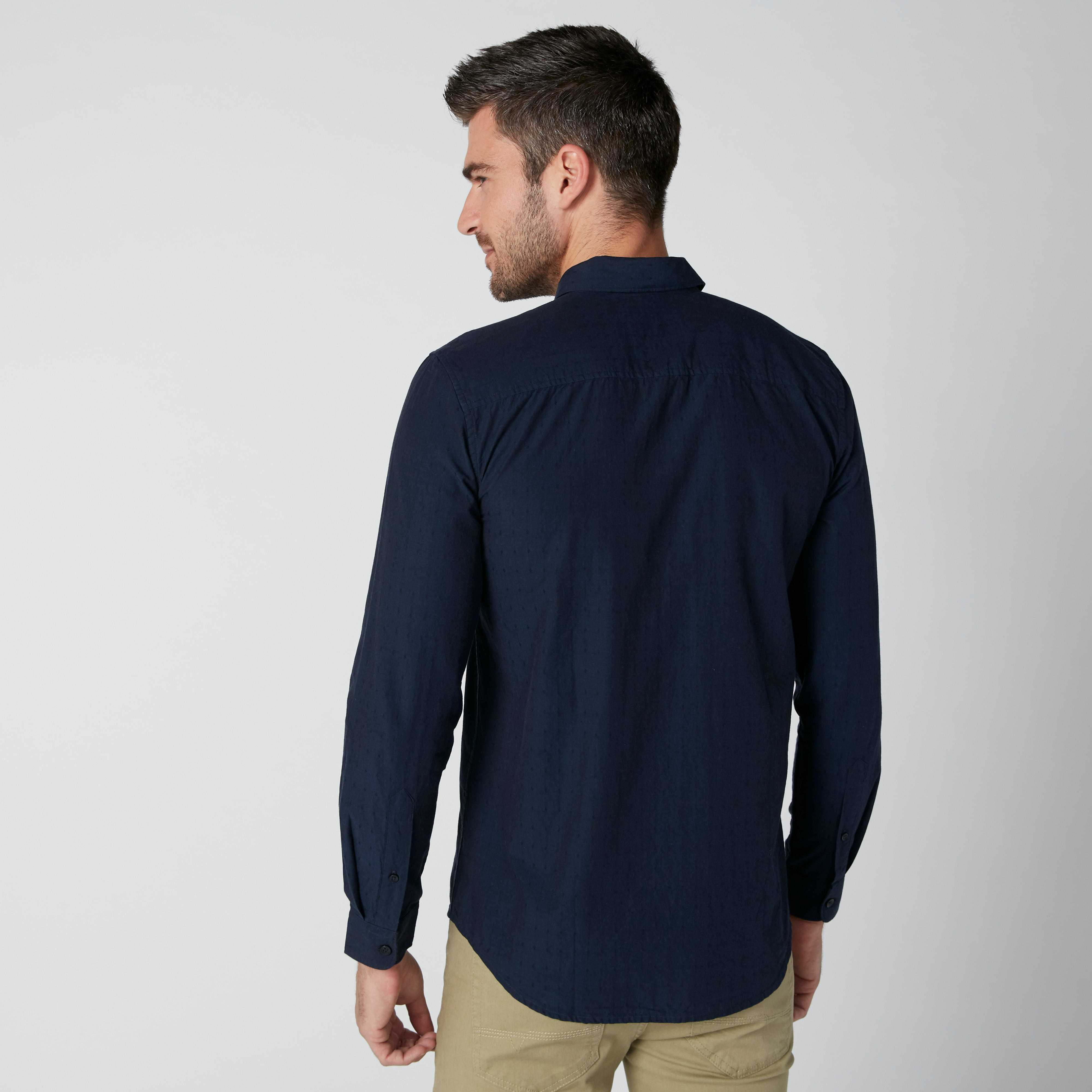 Textured Shirt with Long Sleeves and Complete Placket-men-clothing-shirts-image-3