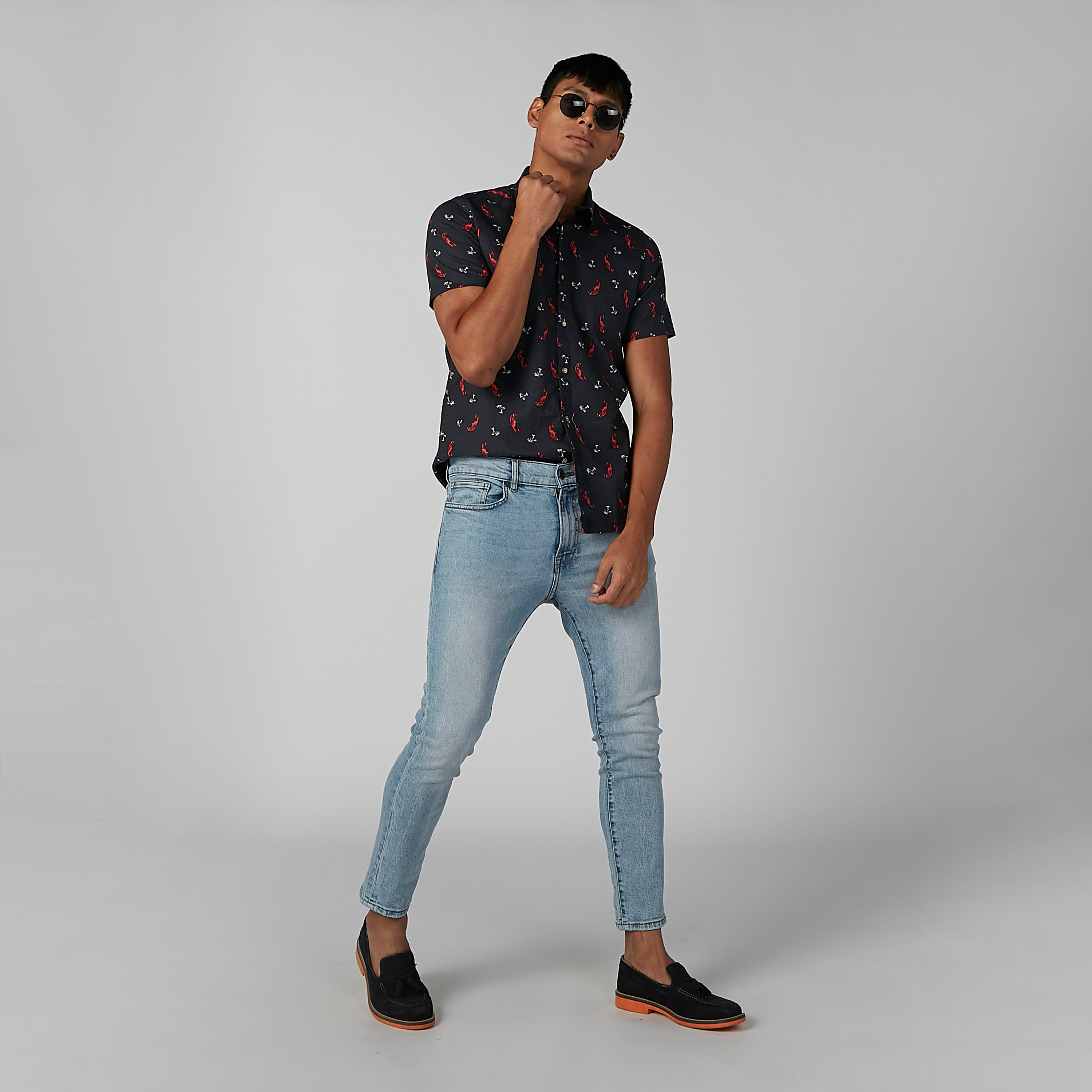Printed Shirt with Short Sleeves and Complete Placket-men-clothing-shirts-image-2
