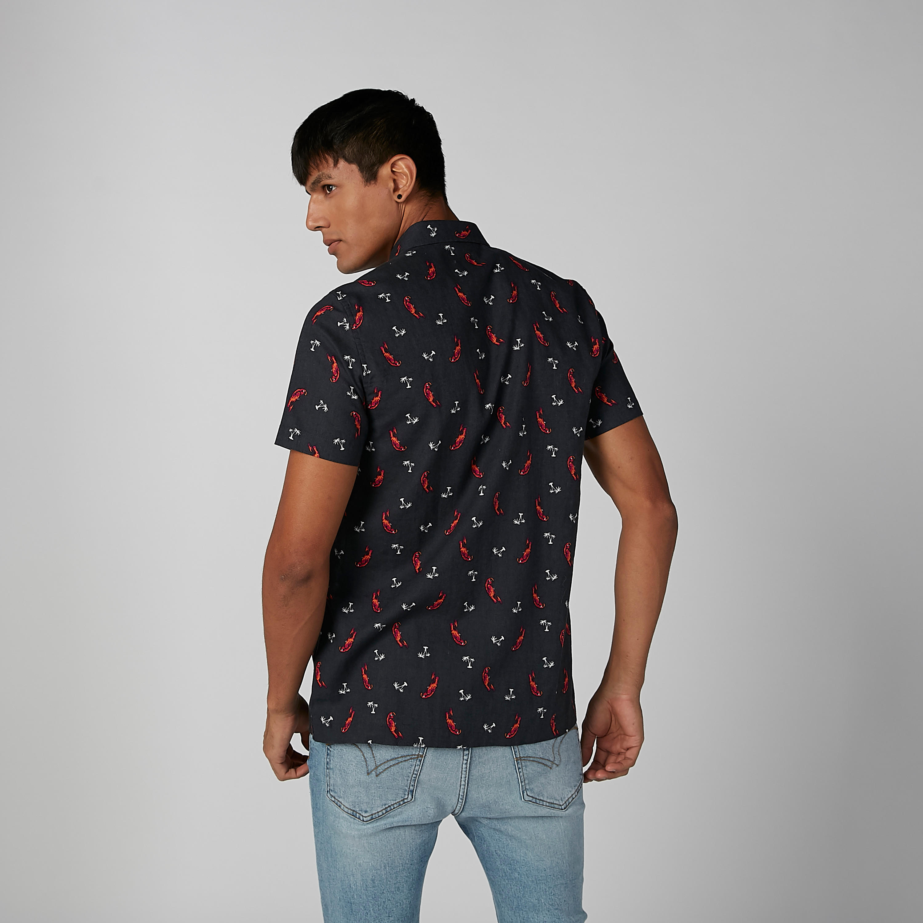 Printed Shirt with Short Sleeves and Complete Placket-men-clothing-shirts-image-4
