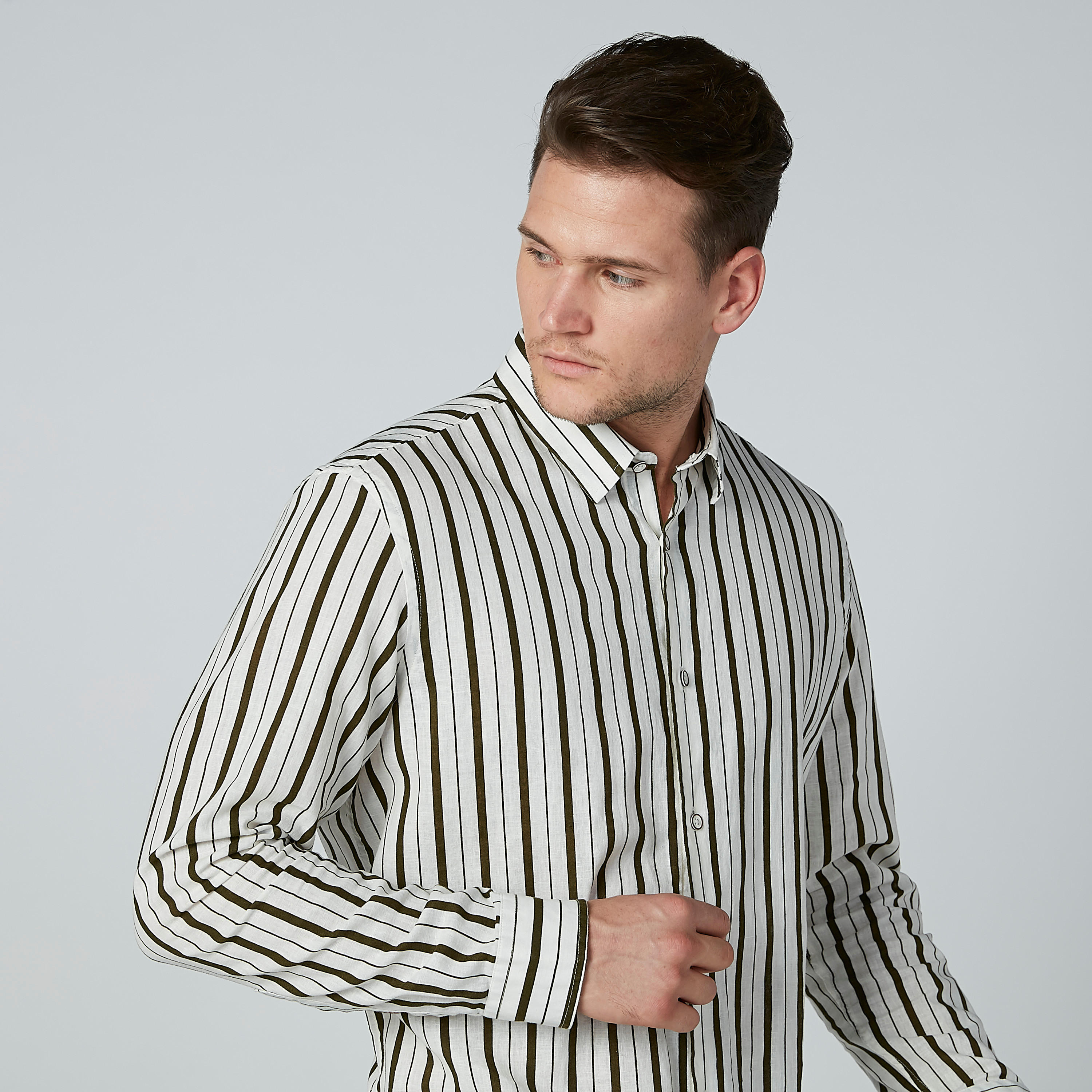 Striped Shirt with Long Sleeves and Complete Placket-men-clothing-shirts-image-1