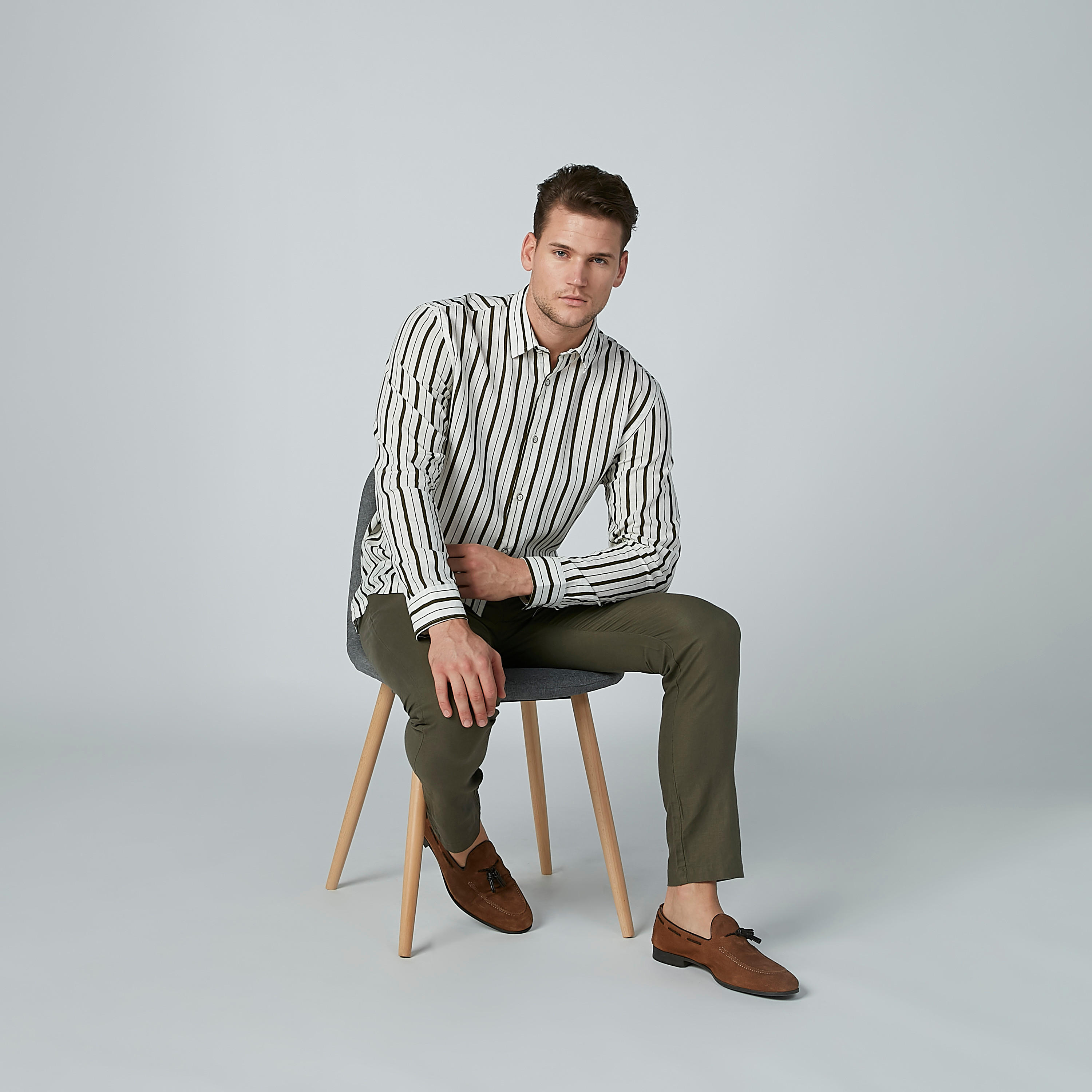 Striped Shirt with Long Sleeves and Complete Placket-men-clothing-shirts-image-2