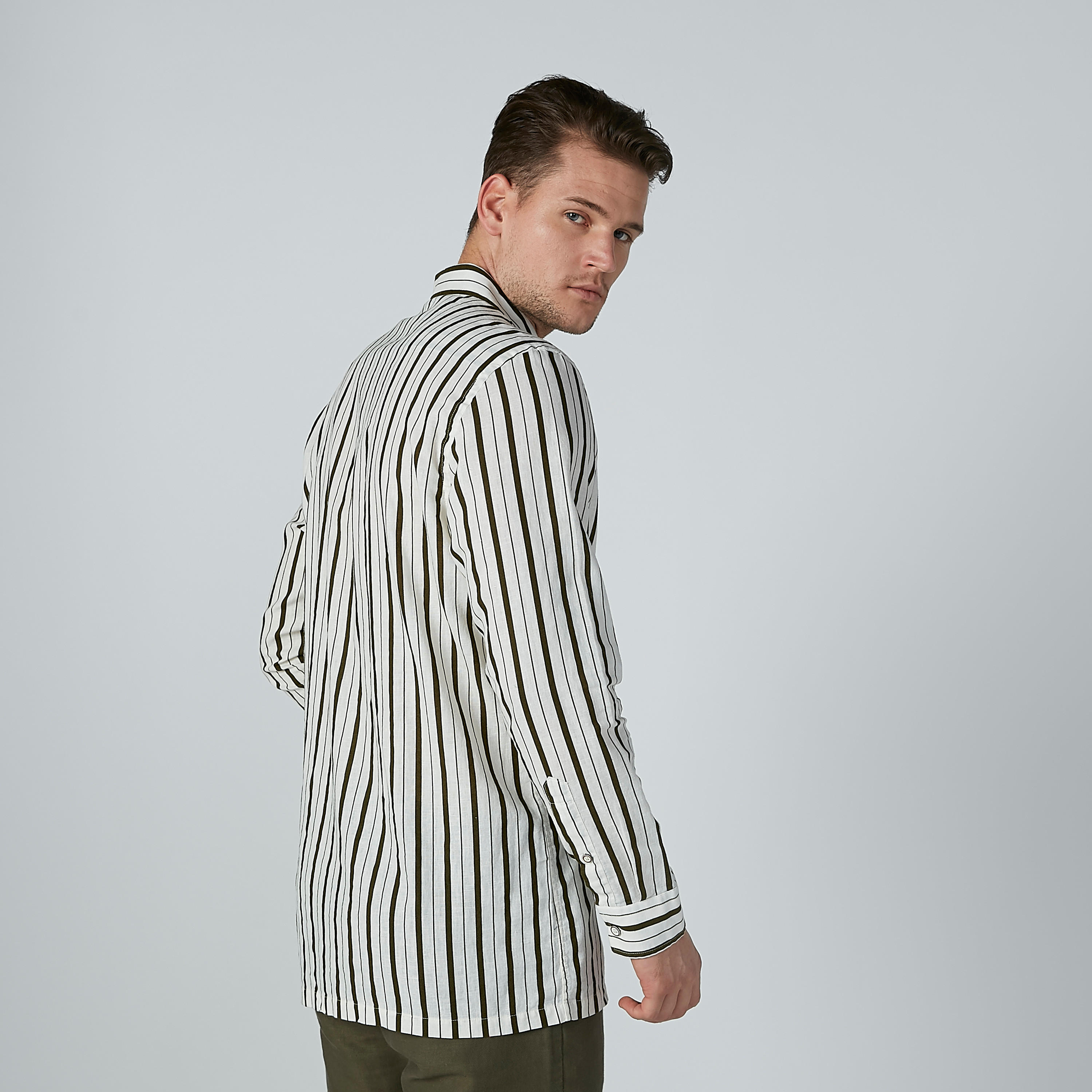 Striped Shirt with Long Sleeves and Complete Placket-men-clothing-shirts-image-4