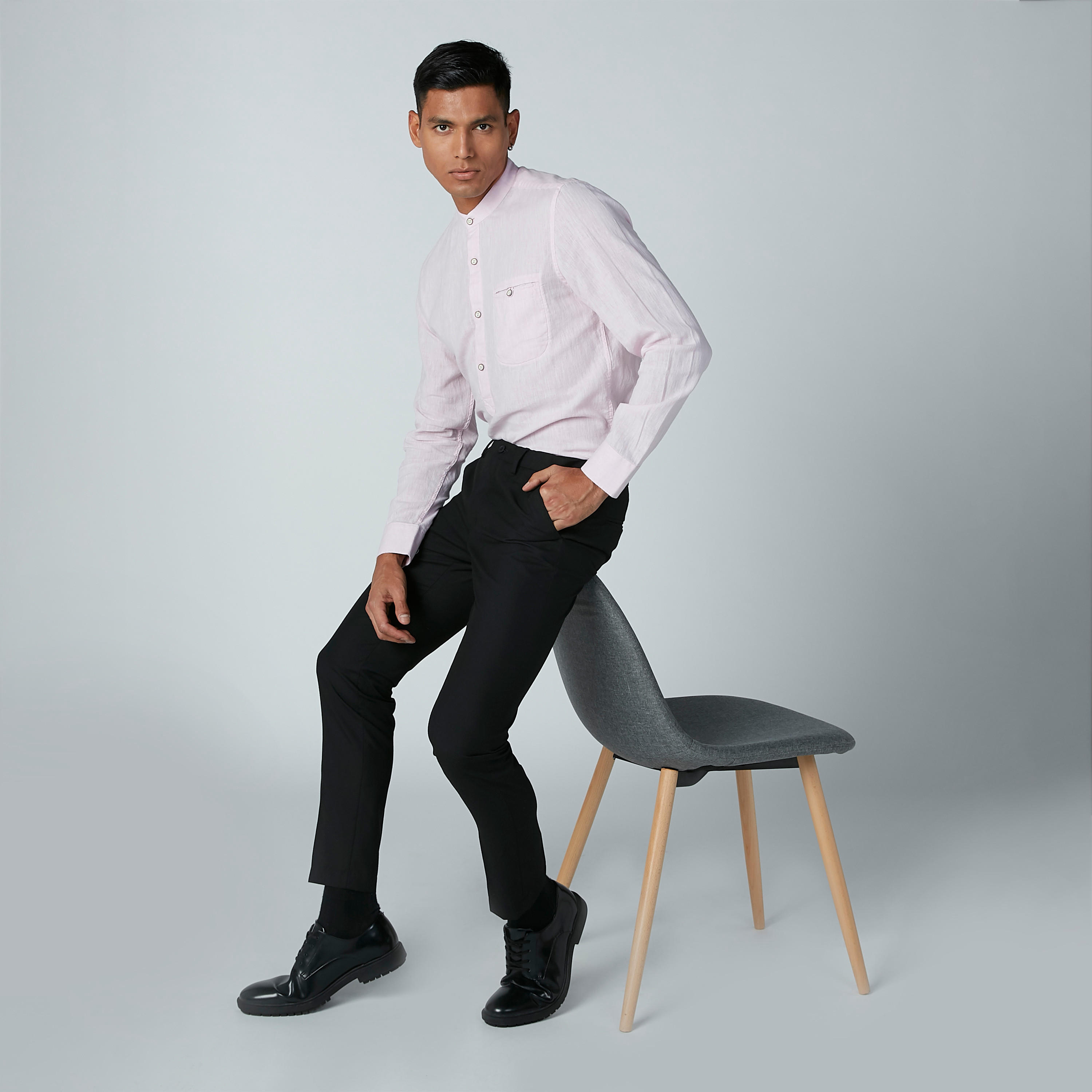 قميص طويل بياقة ماندارين-men-clothing-shirts-image-1