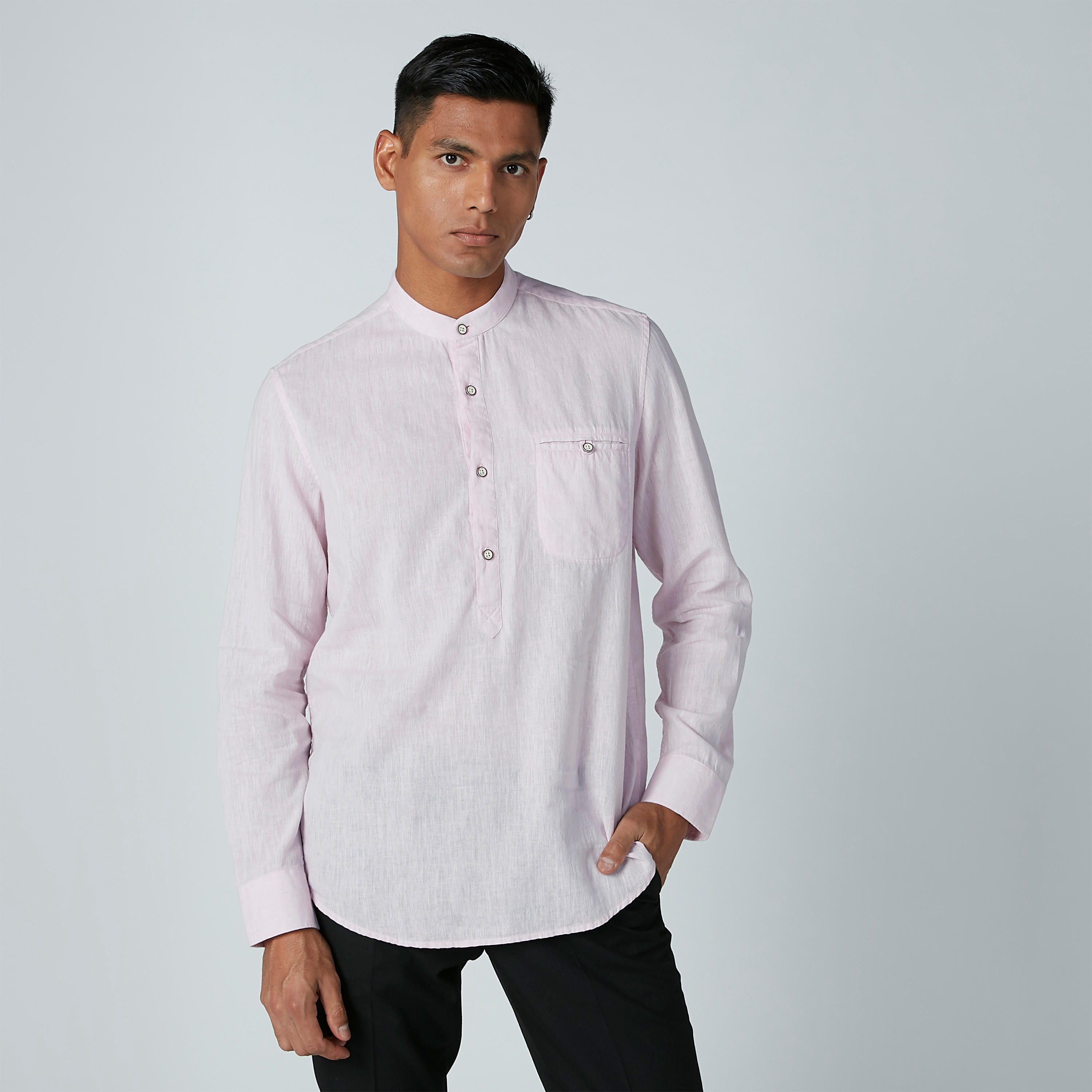 قميص طويل بياقة ماندارين-men-clothing-shirts-image-2