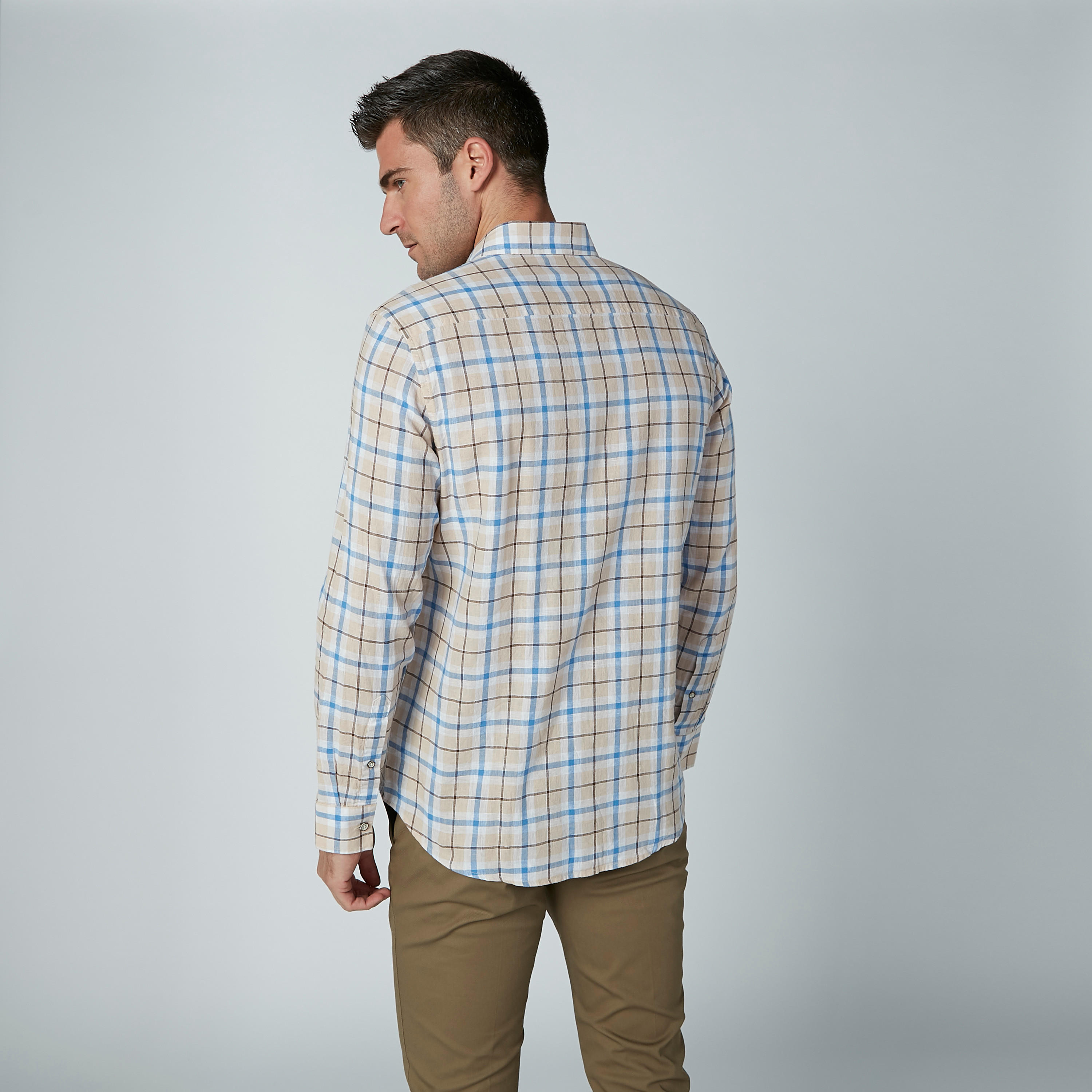 قميص كاروهات رسمي بأكمام طويلة وجيب على الصدر-men-clothing-shirts-image-5