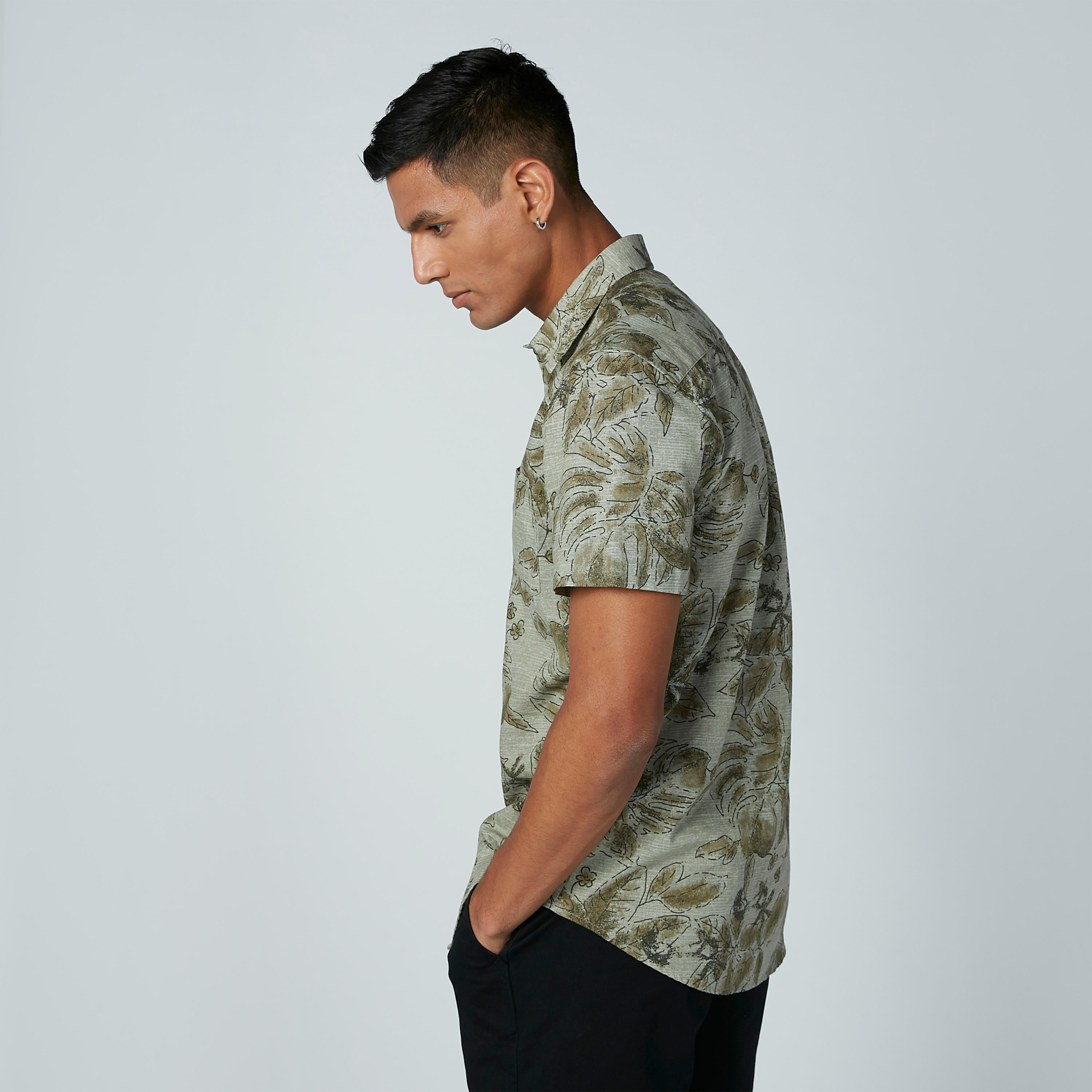 Printed Shirt with Short Sleeves and Complete Placket-men-clothing-shirts-image-3