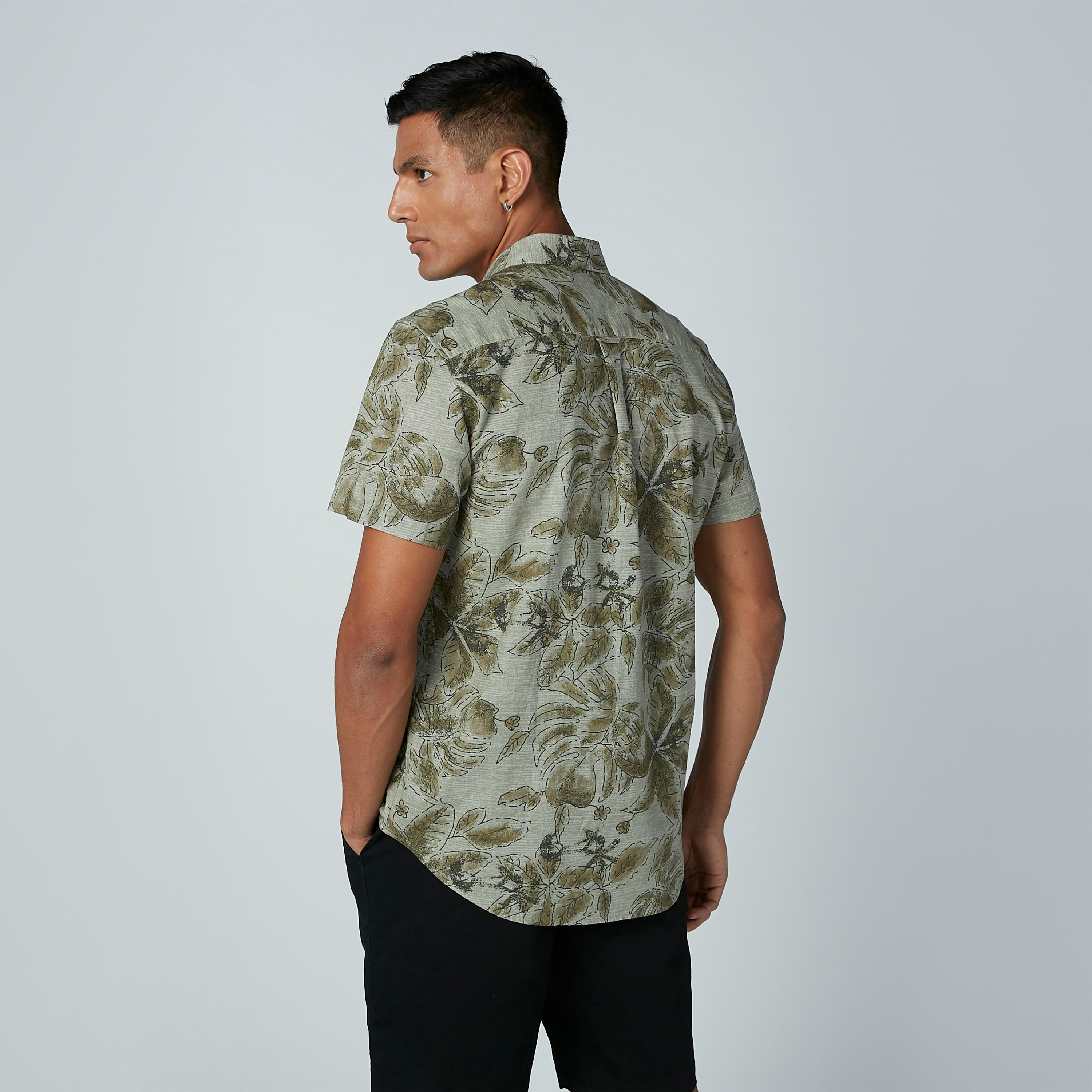 Printed Shirt with Short Sleeves and Complete Placket-men-clothing-shirts-image-4