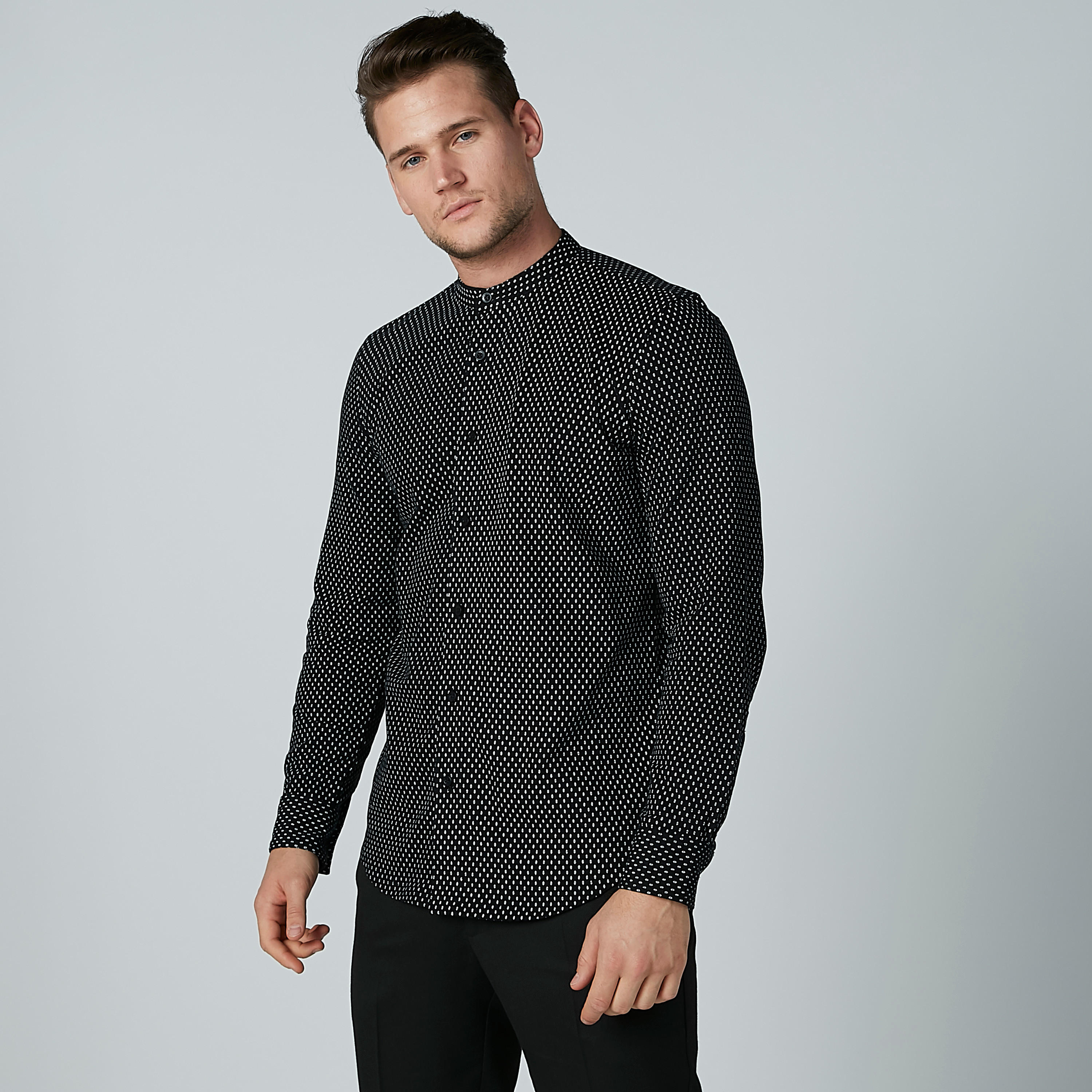 قميص بياقة ماندارين وأكمام طويلة وطبعات-men-clothing-shirts-image-1