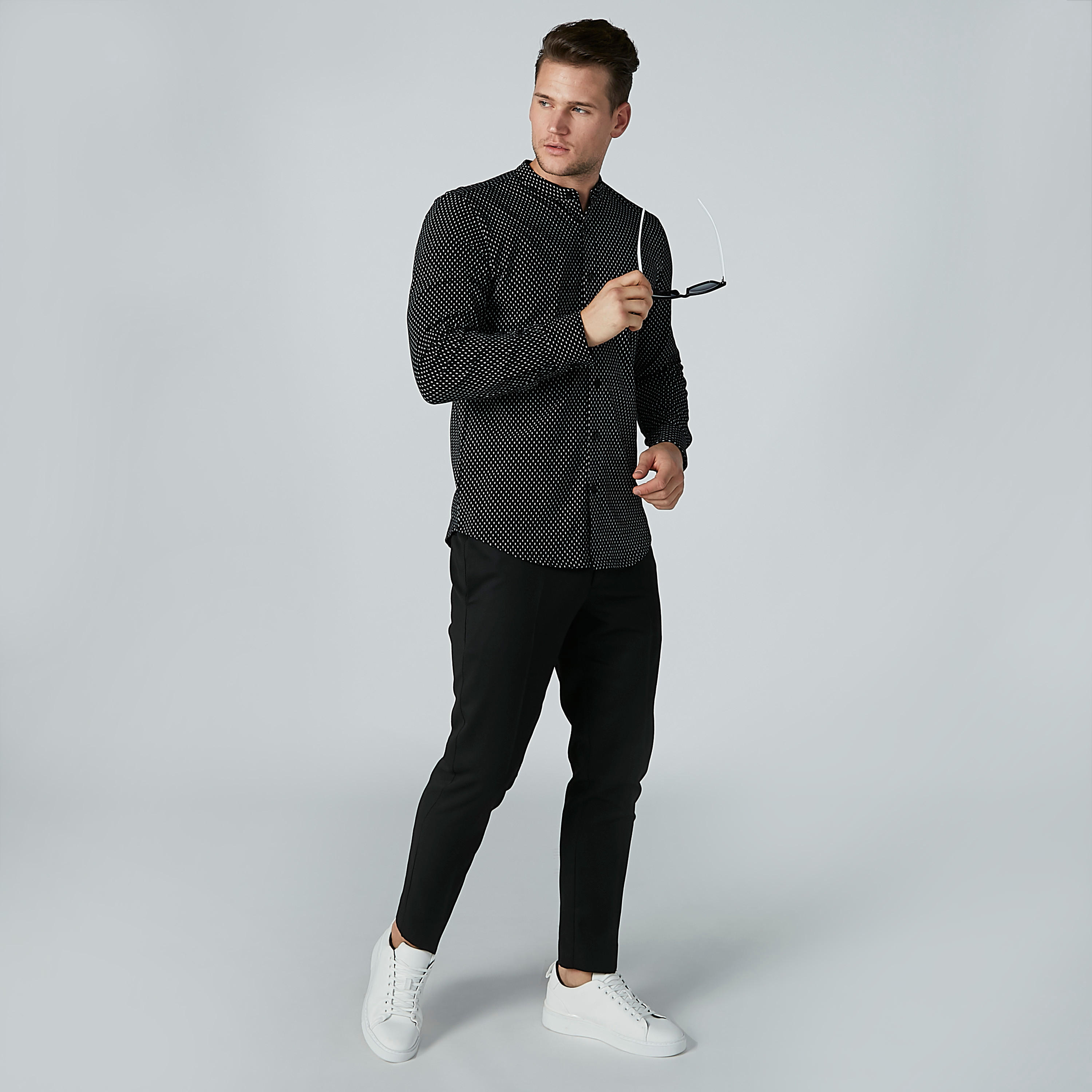 قميص بياقة ماندارين وأكمام طويلة وطبعات-men-clothing-shirts-image-2