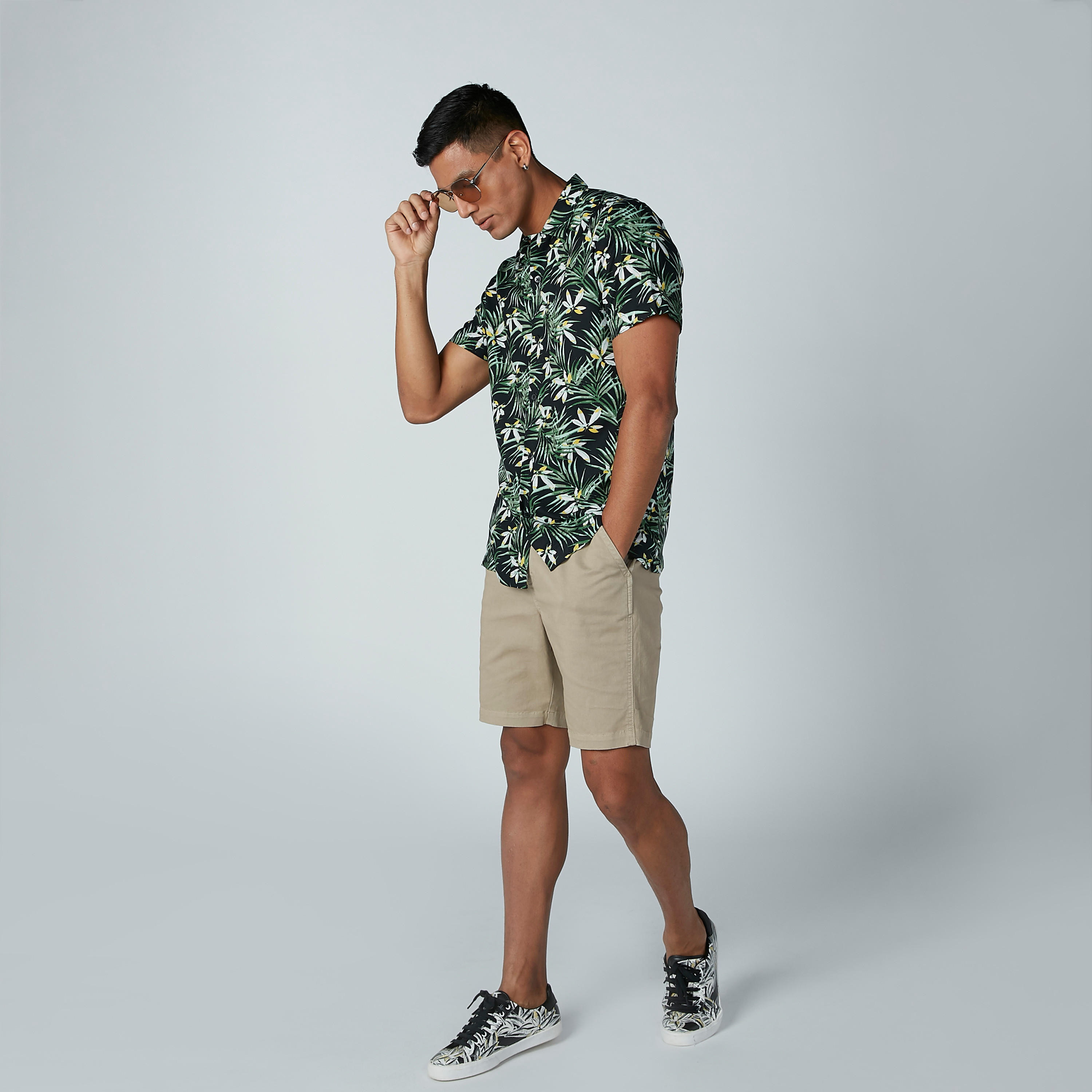 Printed Shirt with Short Sleeves and Complete Placket-men-clothing-shirts-image-2