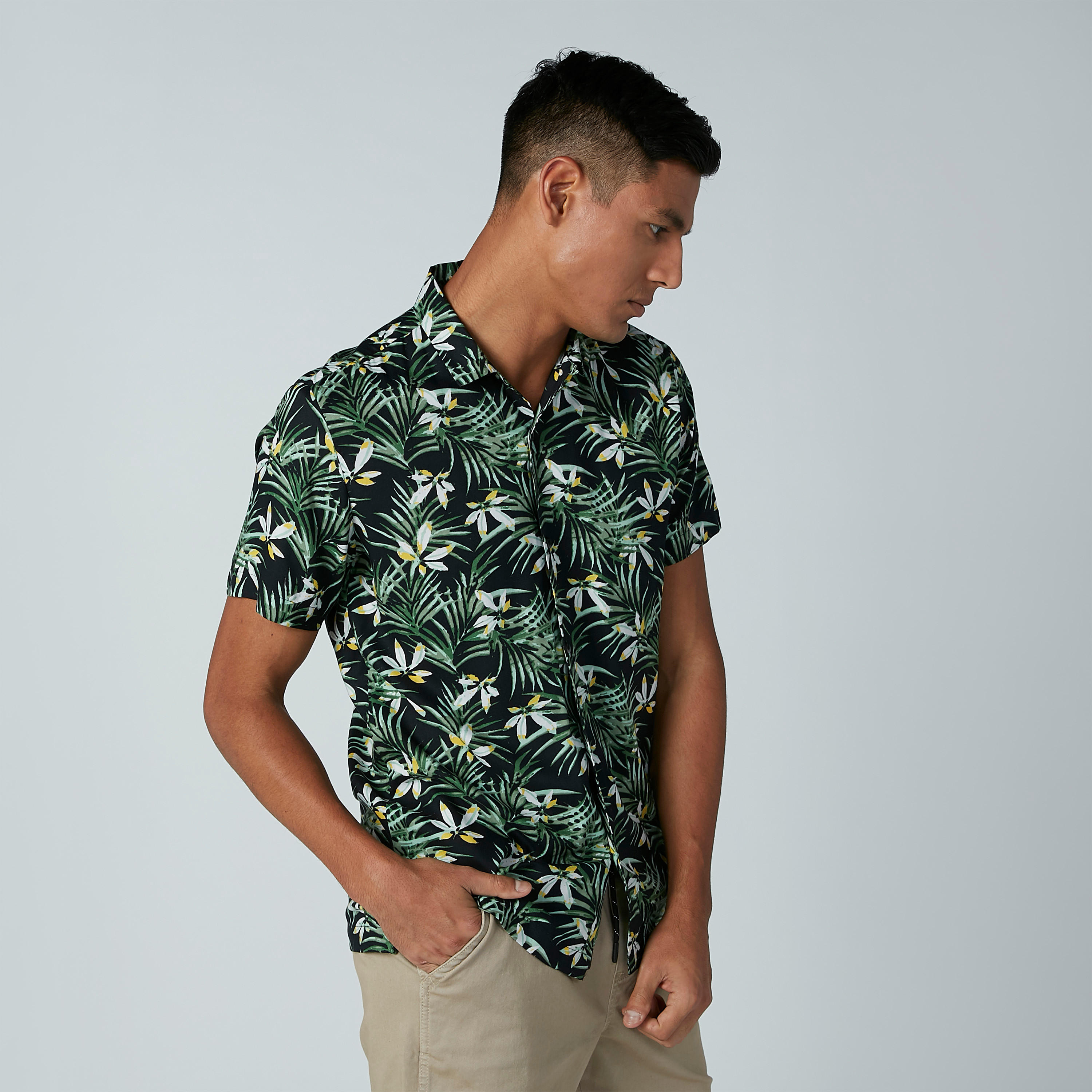 Printed Shirt with Short Sleeves and Complete Placket-men-clothing-shirts-image-4