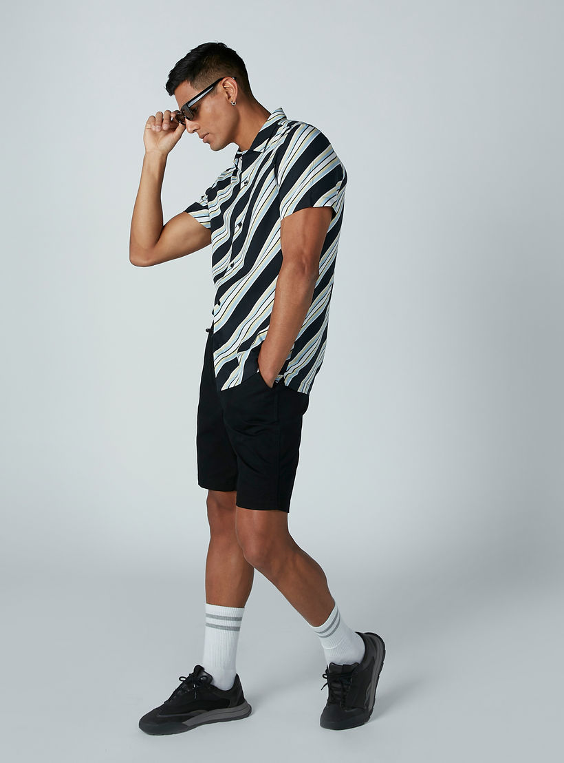 Striped Shirt with Short Sleeves and Complete Placket-men-clothing-shirts-image-2