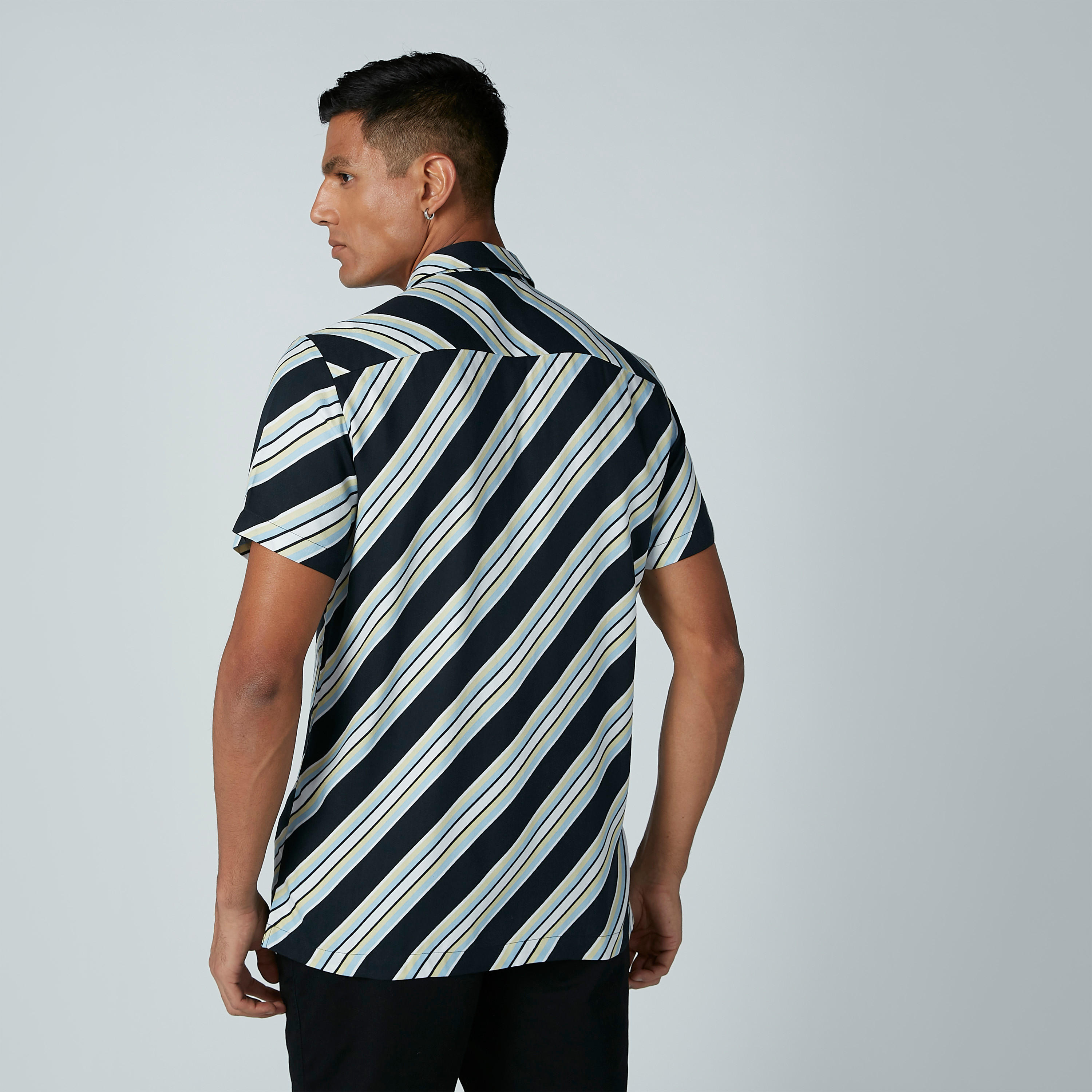 Striped Shirt with Short Sleeves and Complete Placket-men-clothing-shirts-image-3