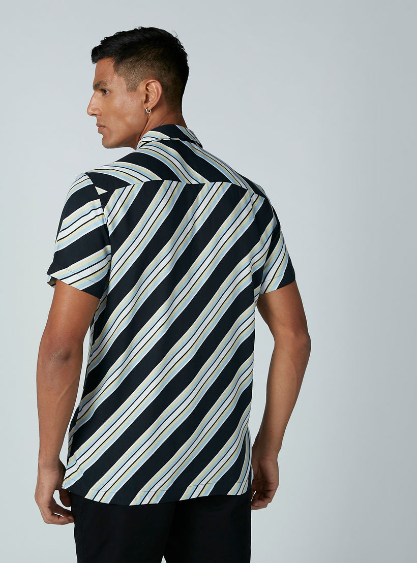 Striped Shirt with Short Sleeves and Complete Placket-men-clothing-shirts-image-3