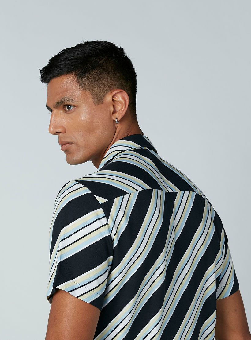 Striped Shirt with Short Sleeves and Complete Placket-men-clothing-shirts-image-5