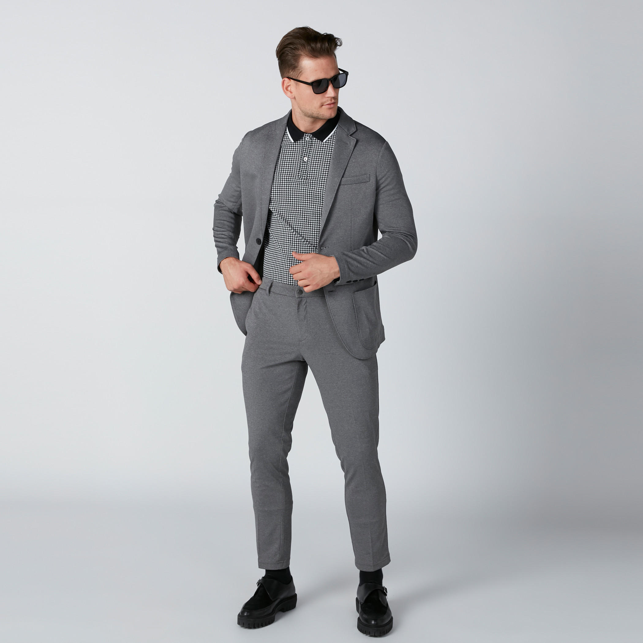 Chequered Polo Neck T-Shirt with Short Sleeves-men-clothing-tshirtsandpolos-polos-image-3