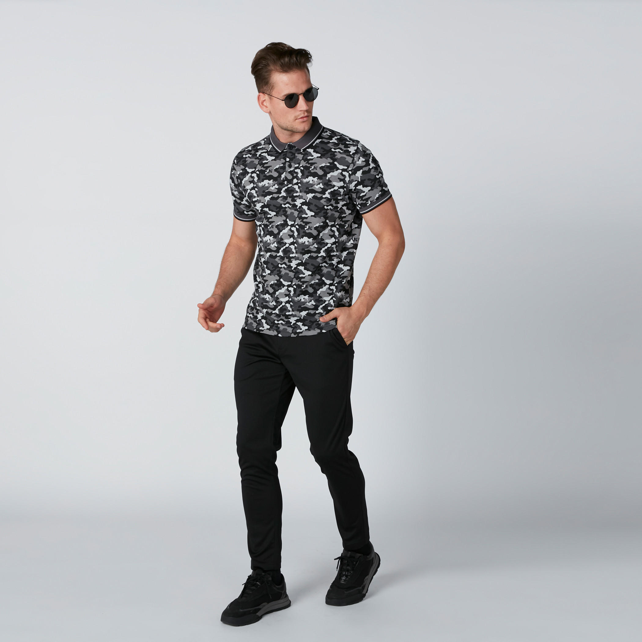 Printed Polo Neck T-Shirt with Short Sleeves-men-clothing-tshirtsandpolos-polos-image-4