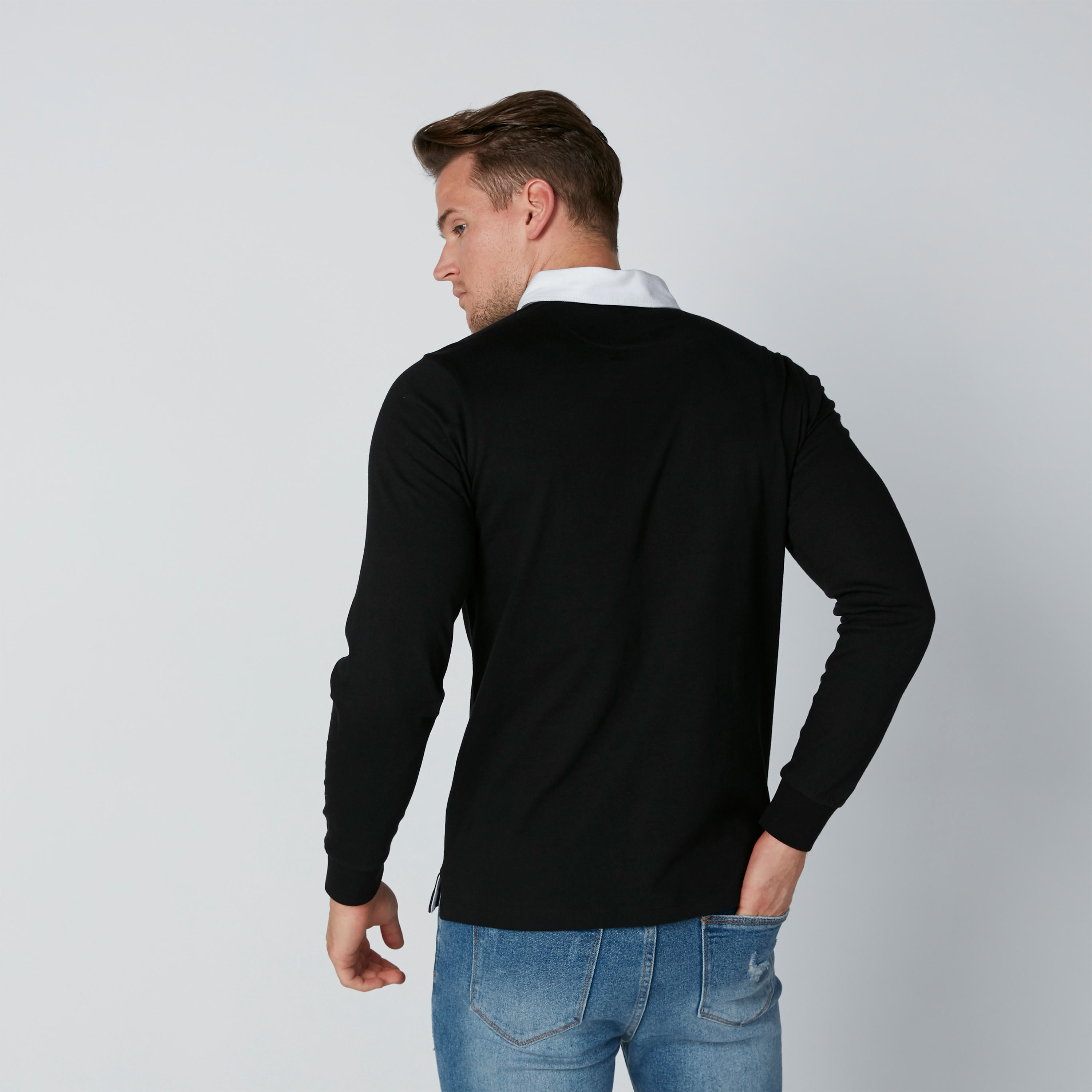 Printed T-Shirt with Polo Neck and Long Sleeves-men-clothing-tshirtsandpolos-polos-image-2