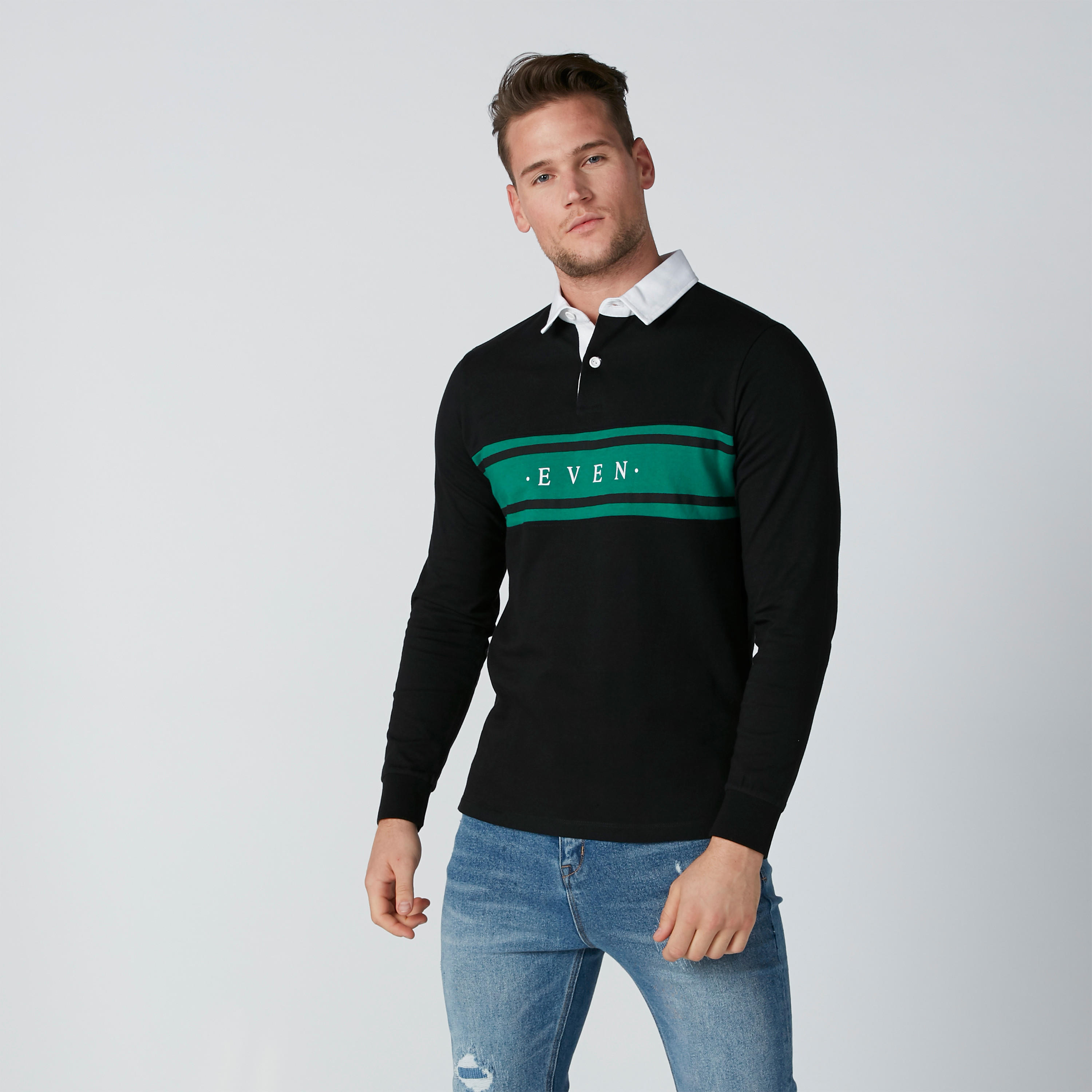 Printed T-Shirt with Polo Neck and Long Sleeves-men-clothing-tshirtsandpolos-polos-image-3