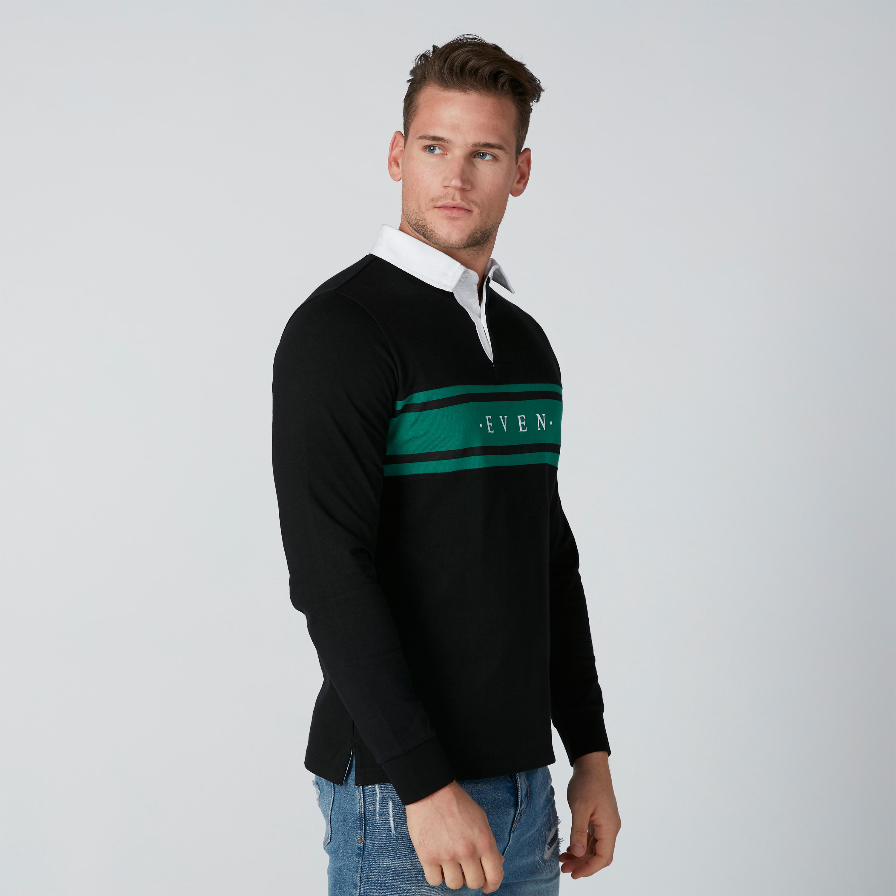 Printed T-Shirt with Polo Neck and Long Sleeves-men-clothing-tshirtsandpolos-polos-image-4
