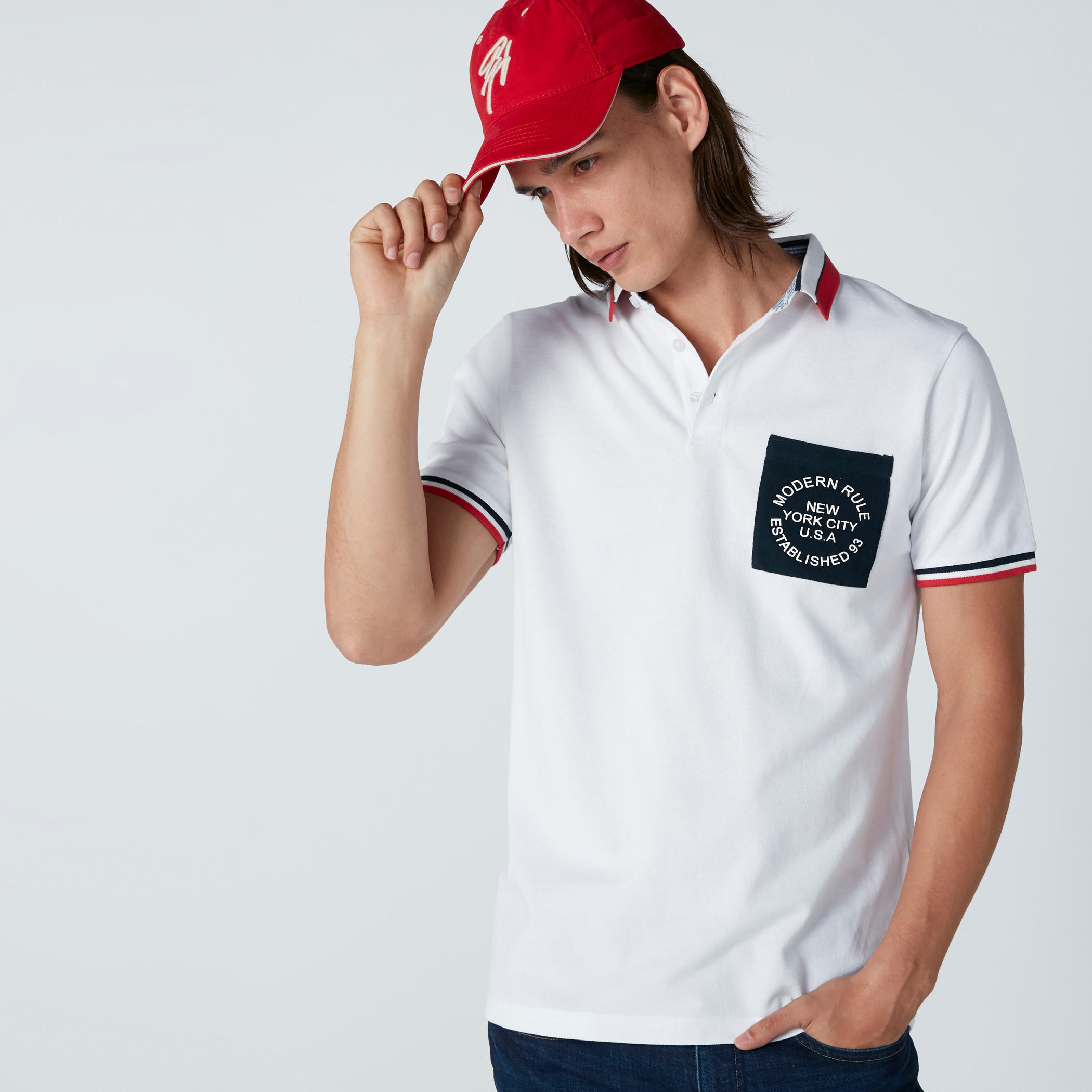 Polo Neck T-Shirt with Printed Chest Pocket-men-clothing-tshirtsandpolos-polos-image-1