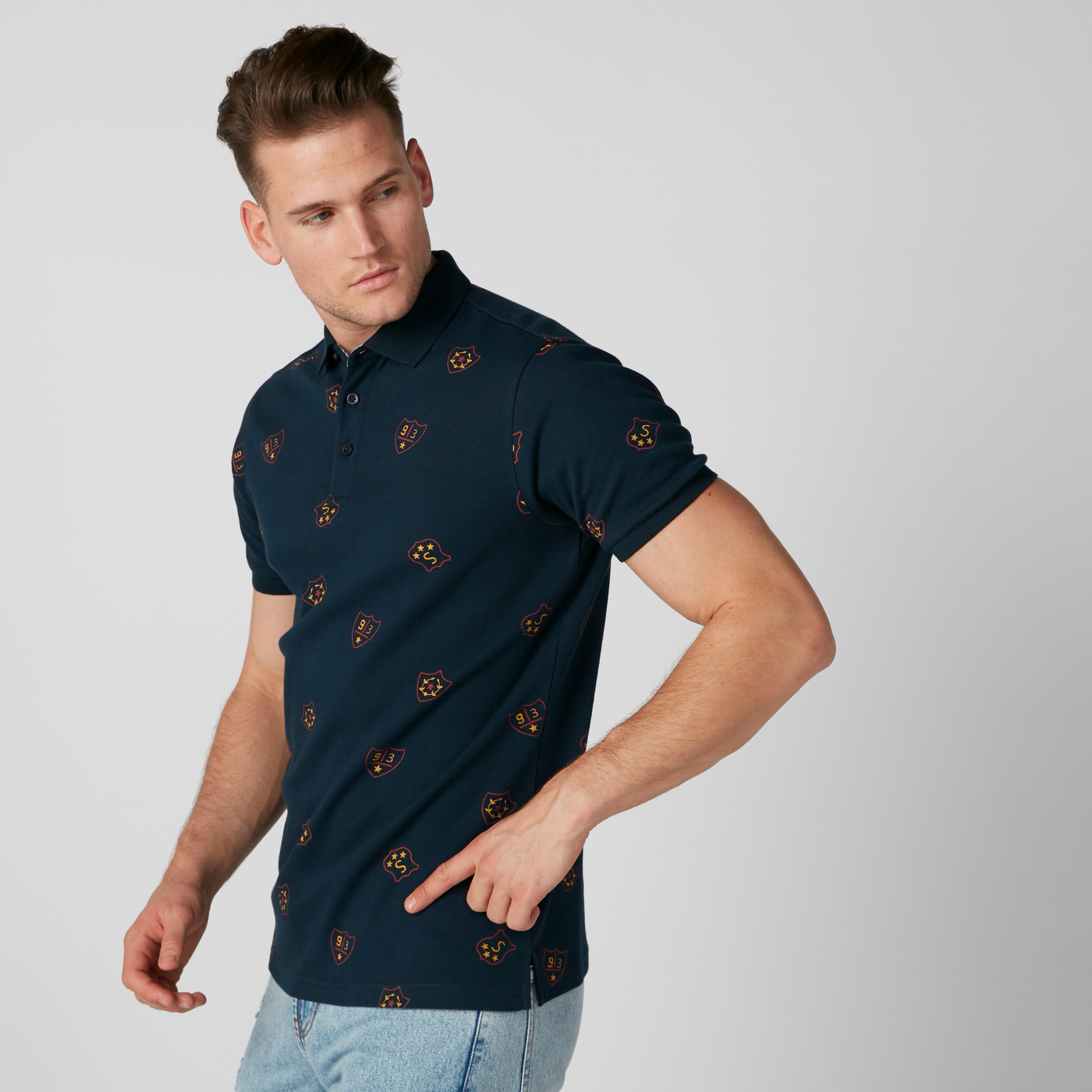 Printed T-Shirt with Polo Neck and Short Sleeves-men-clothing-tshirtsandpolos-polos-image-3