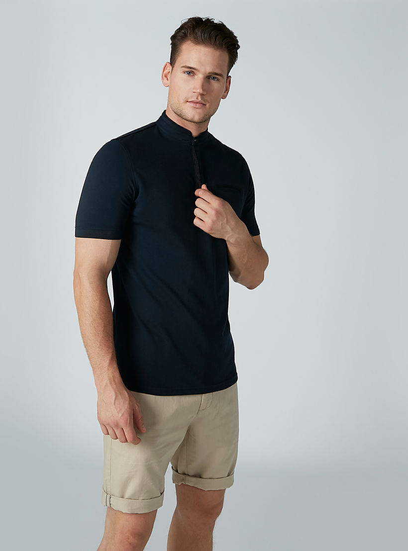 Solid T-shirt with Mandarin Collar and Short Sleeves-men-clothing-tshirtsandpolos-polos-image-2