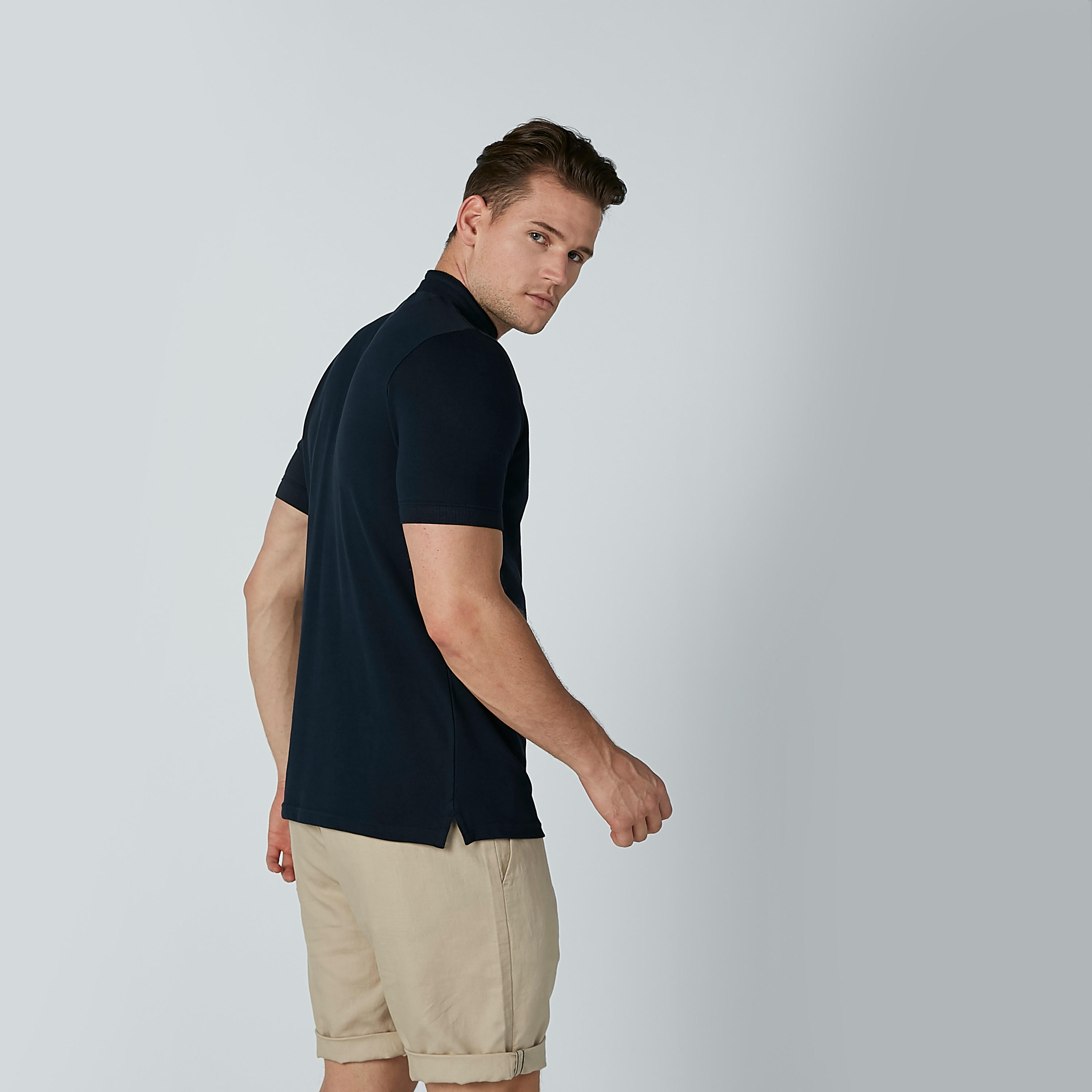 Solid T-shirt with Mandarin Collar and Short Sleeves-men-clothing-tshirtsandpolos-polos-image-4