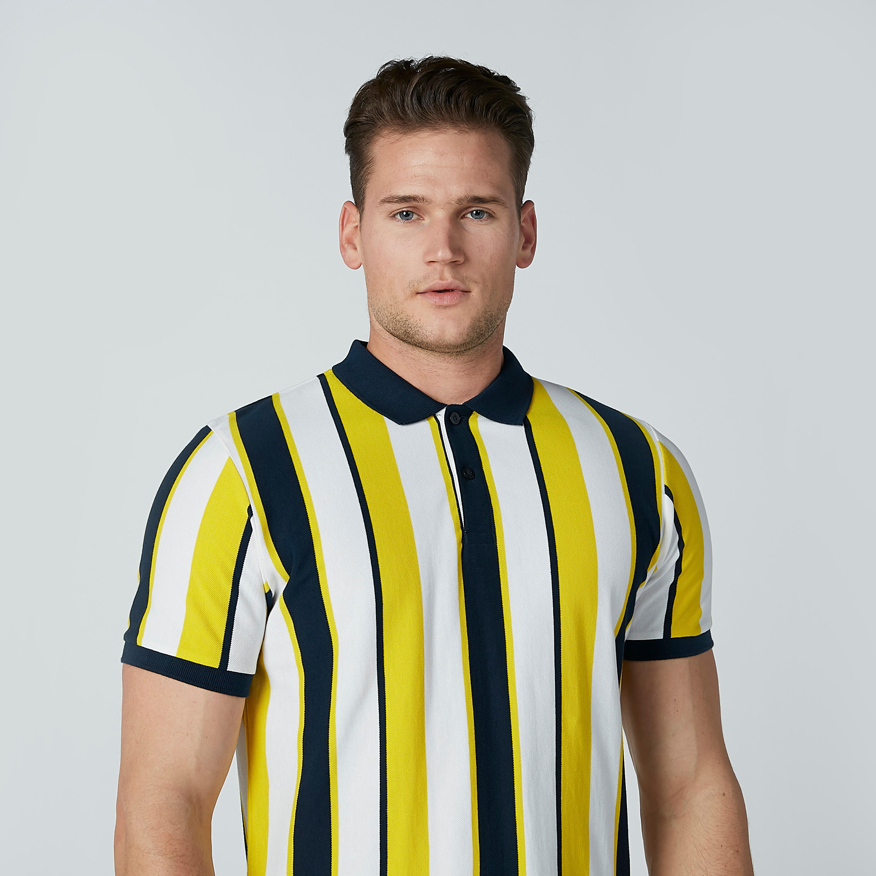 تيشيرت مقلّم بياقة بولو وأكمام قصيرة-men-clothing-tshirtsandpolos-polos-image-1